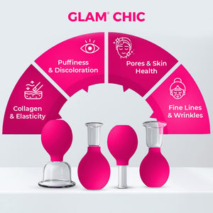 New! Glass Face and Body Cupping Set Pink, 4 Cups