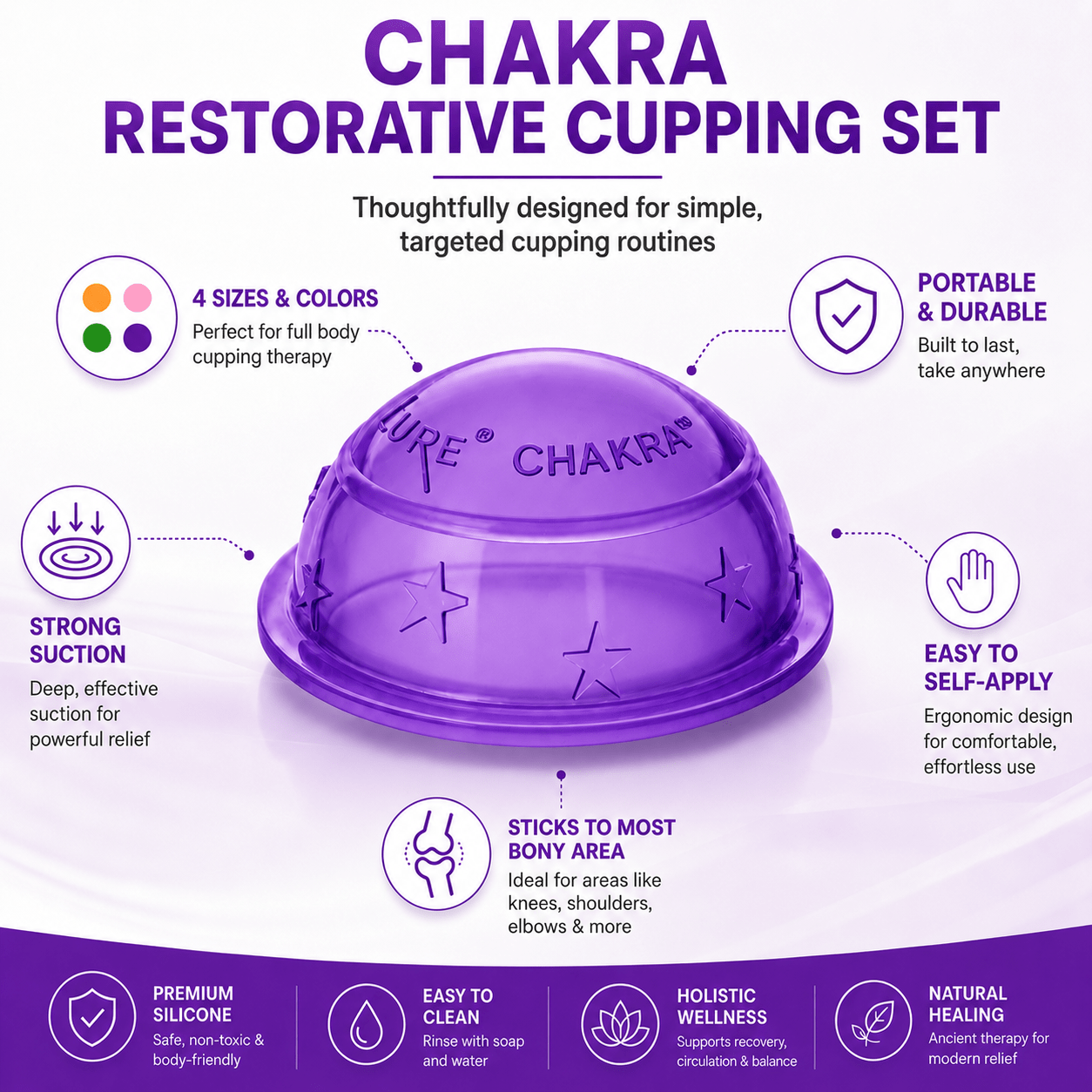 Chakra Cupping Therapy Set 4 Sizes 2 Cups