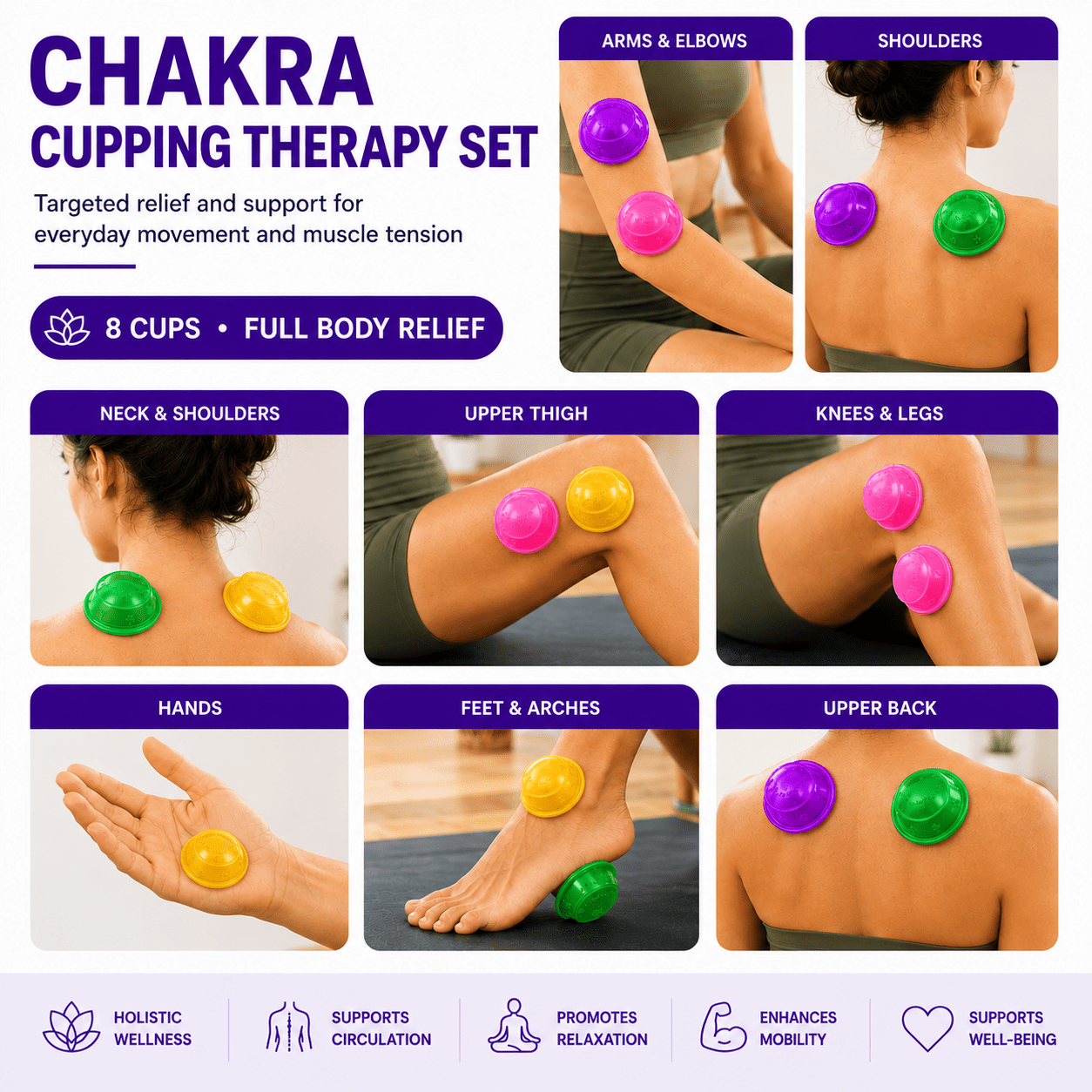 Chakra Cupping Therapy Set 4 Sizes 2 Cups
