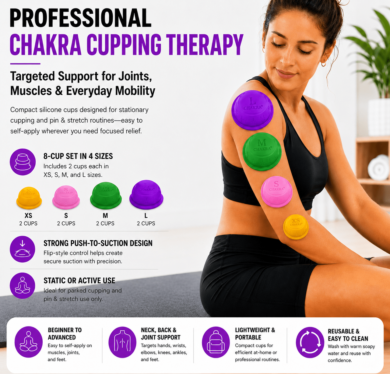 Chakra Cupping Therapy Set 4 Sizes 2 Cups