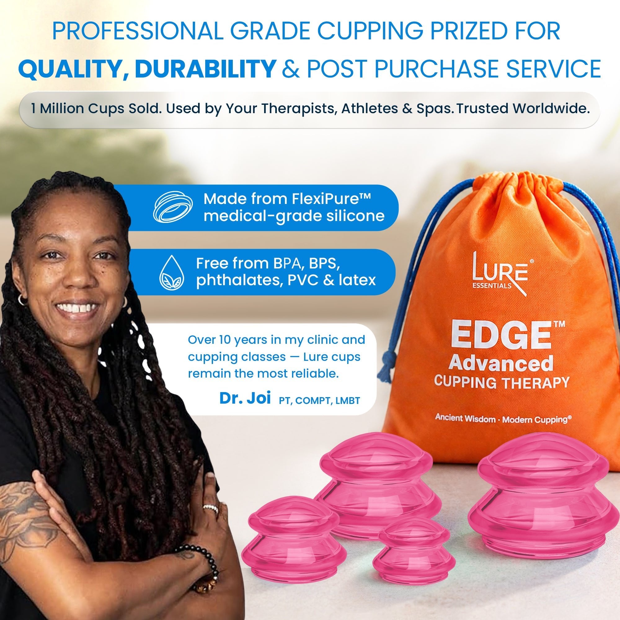 EDGE™ Cupping Therapy Set Blue, 4 Cups