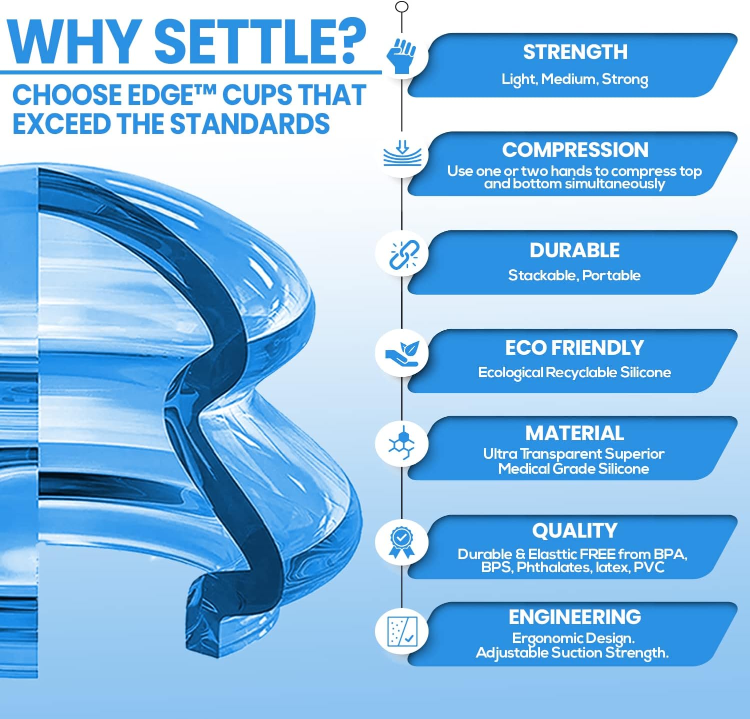 EDGE™ Pro Cupping Set Blue, 8 Cups