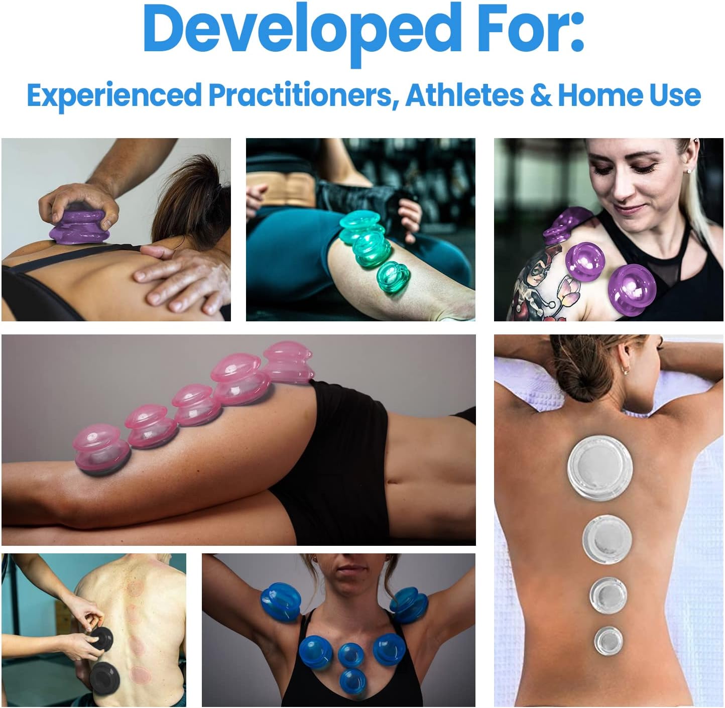 EDGE™ Pro Cupping Set Blue, 8 Cups