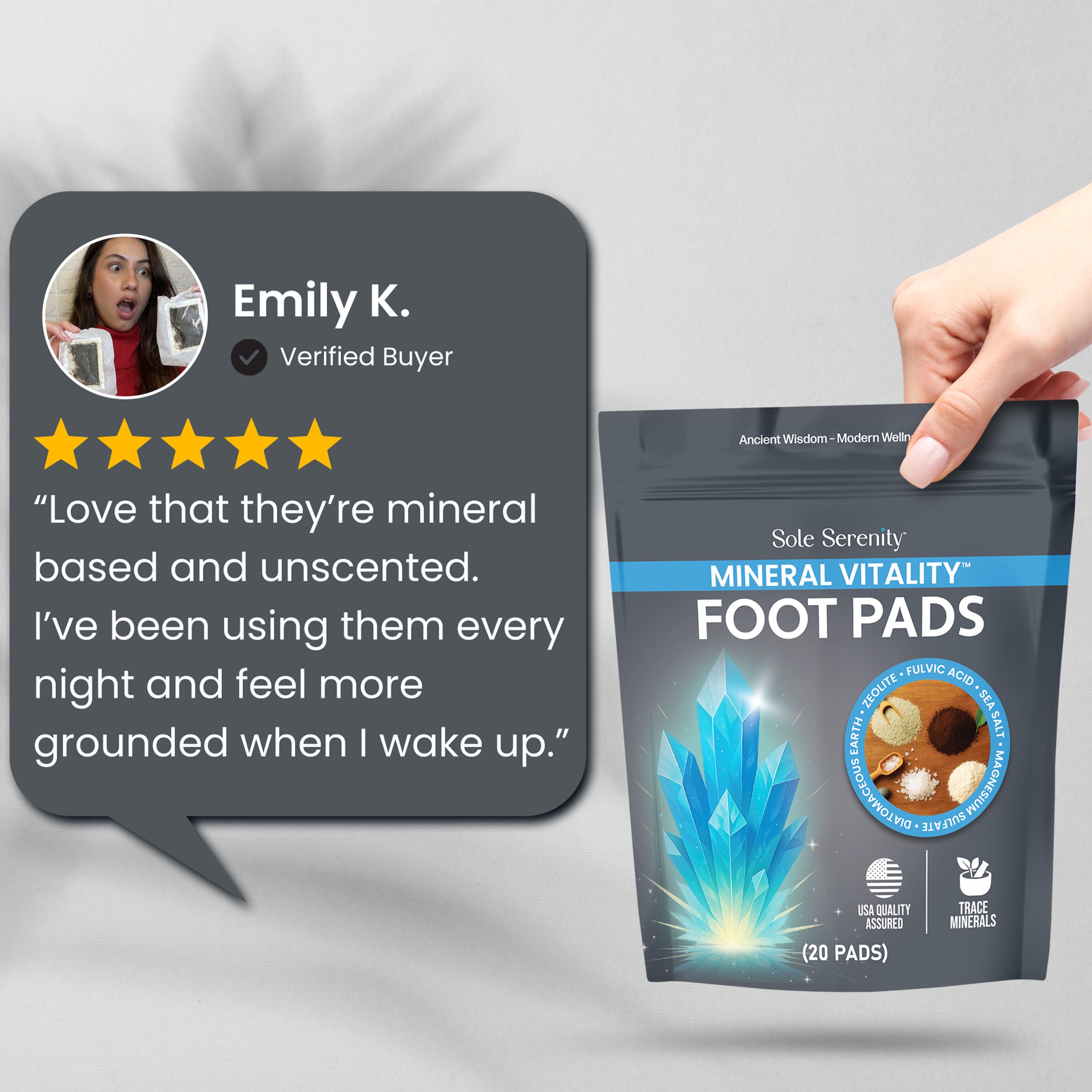 Vital Minerals Detox Foot Pads with Fulvic Acid, Sea Salt, Magnesium