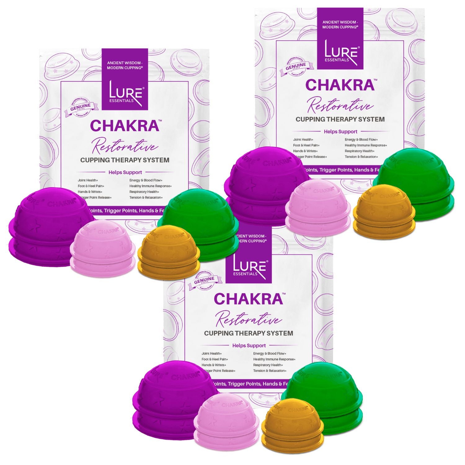 Chakra Cupping Therapy Set 4 Sizes 2 Cups - Lure Essentials