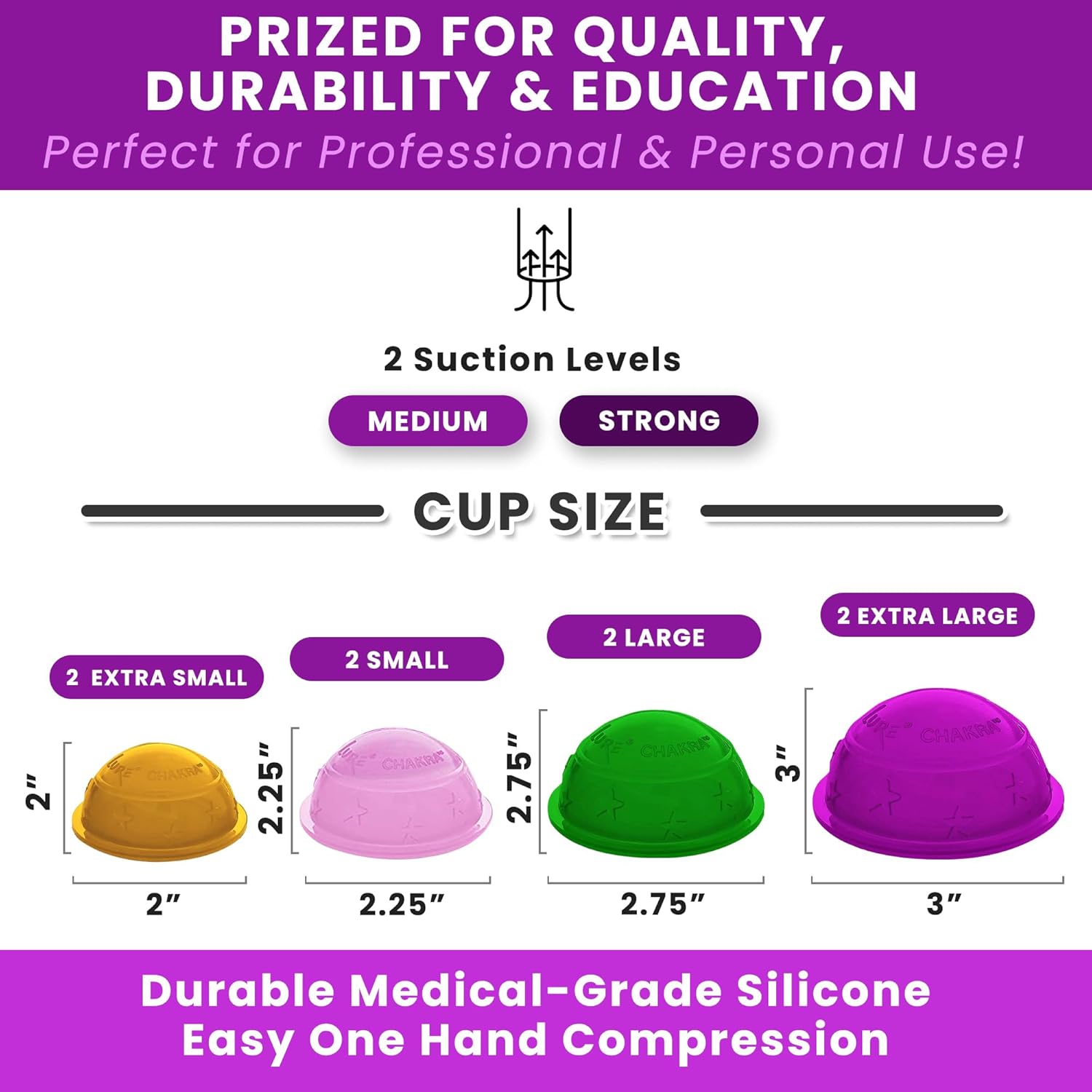 Chakra Cupping Therapy Set 4 Sizes 2 Cups