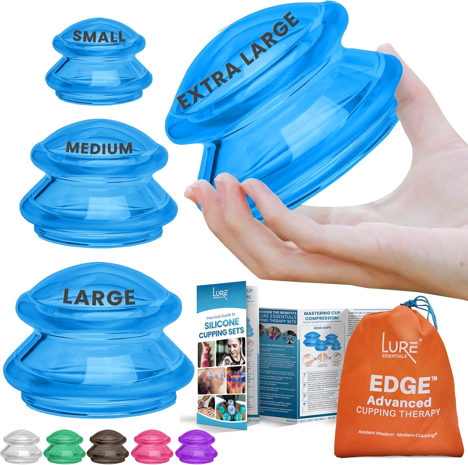 EDGE™ Cupping Therapy Set Blue, 4 Cups
