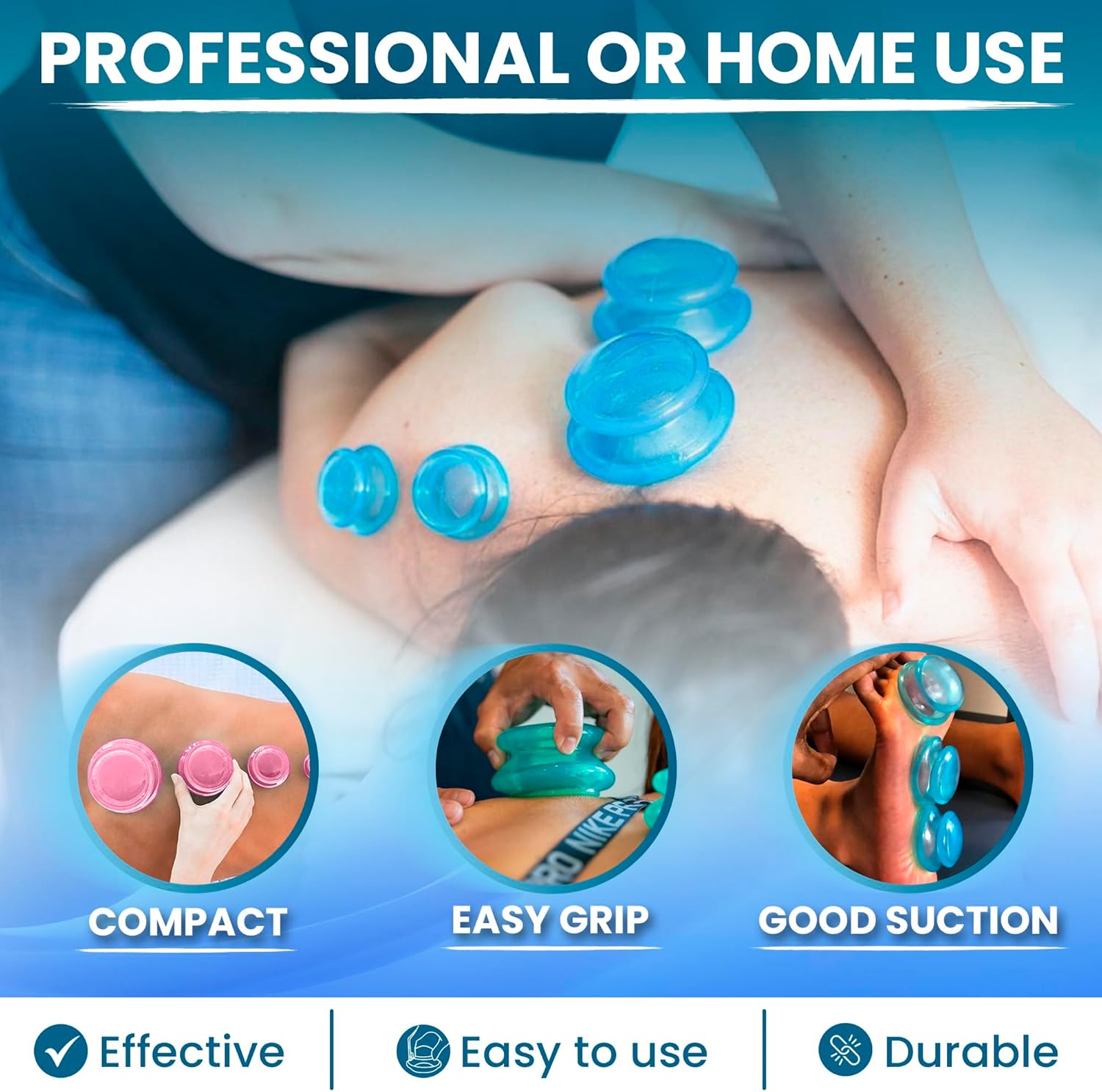 EDGE™ Pro Cupping Set Blue, 8 Cups