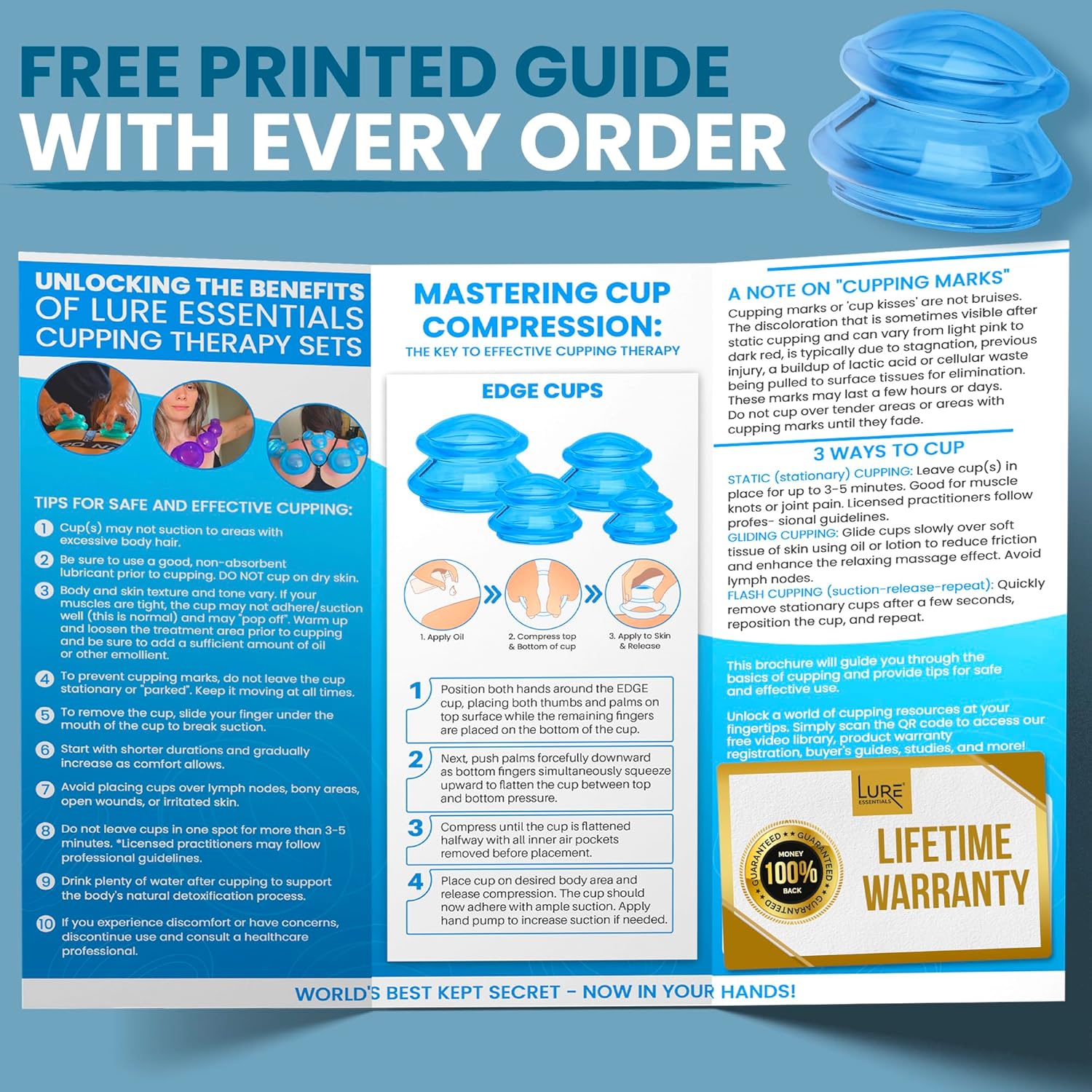 EDGE™ Pro Cupping Set Blue, 8 Cups