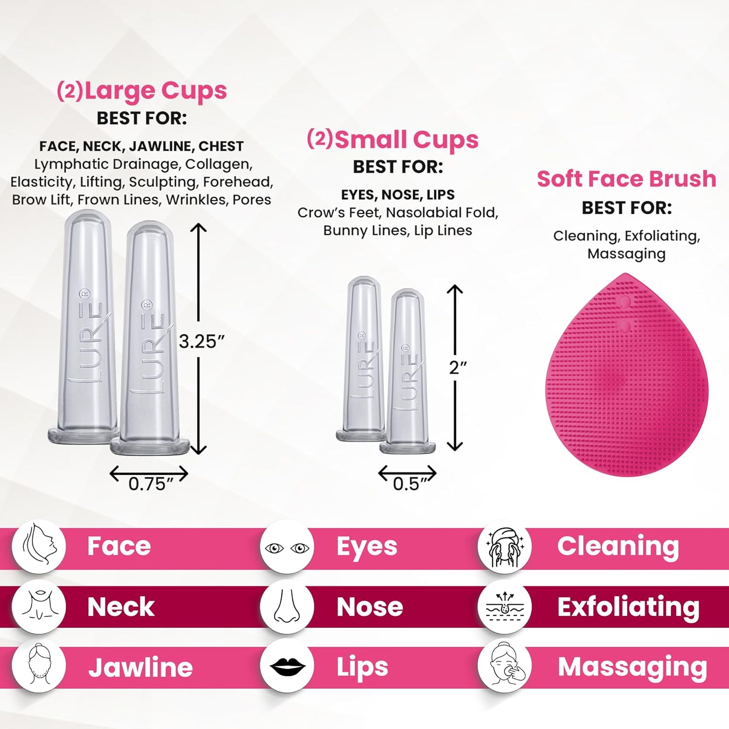 GLAM Facial Cupping Set, Face Eyes Lips