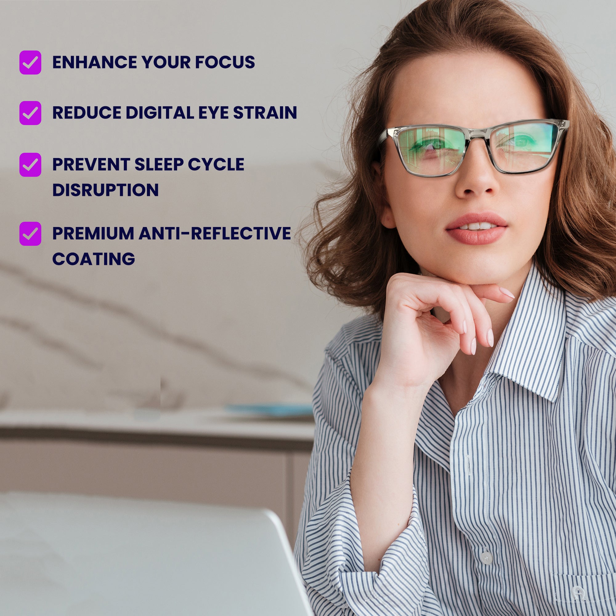 Blue Light Glasses for Screens & LED Lights – 2.3X More Protection | Anti-Glare & Eye Strain Relief