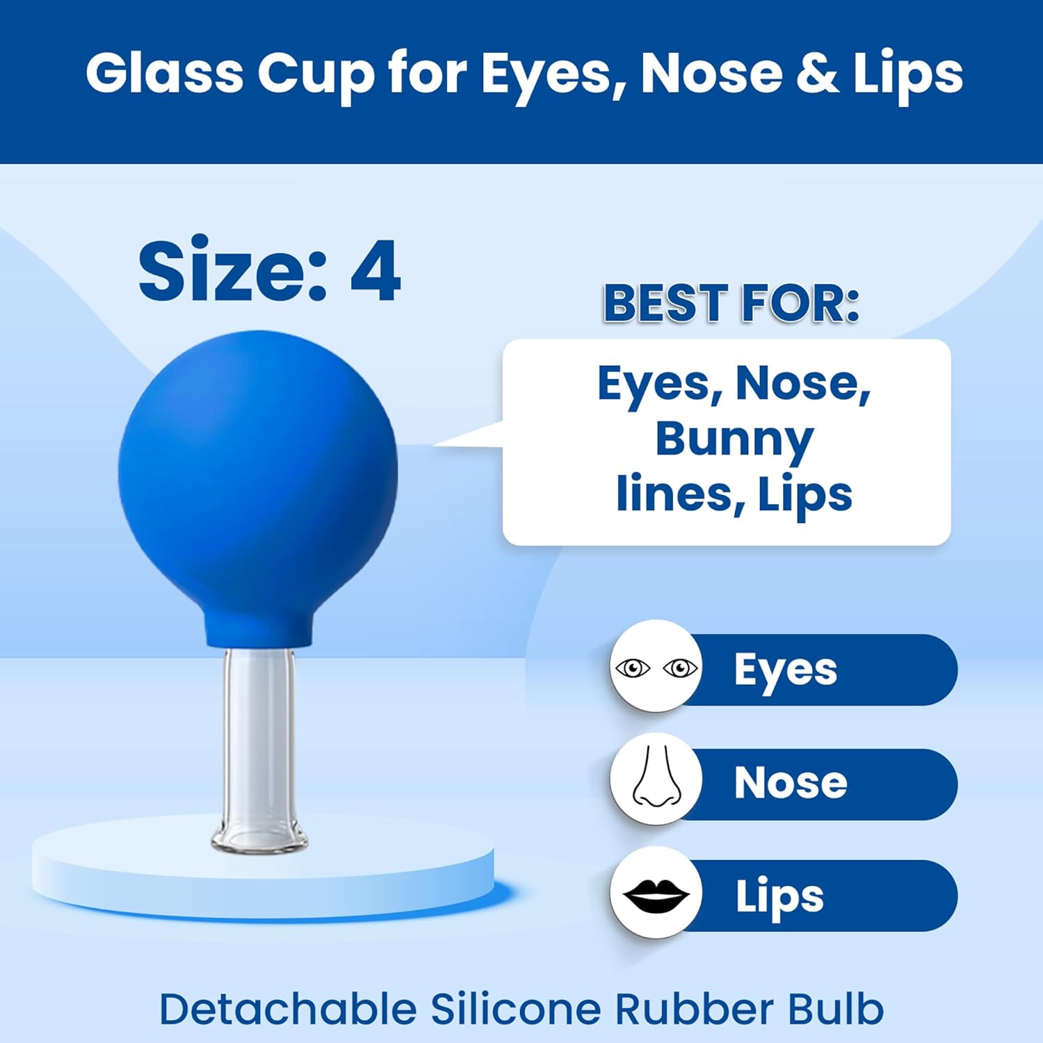 Glass Cupping Cup for Eyes, Nose Lips, Size 4
