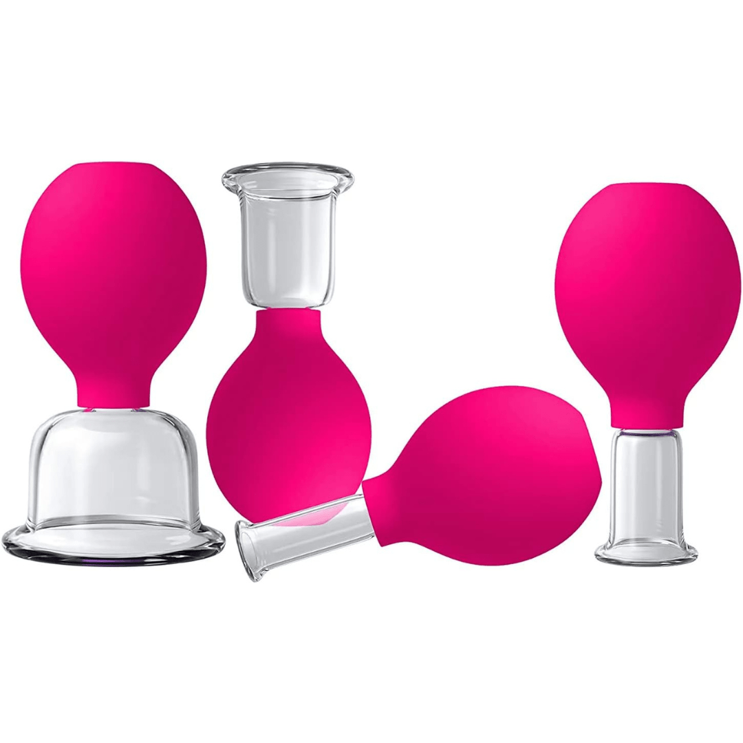 Glass Face and Body Cupping Set Pink, 4 Cups