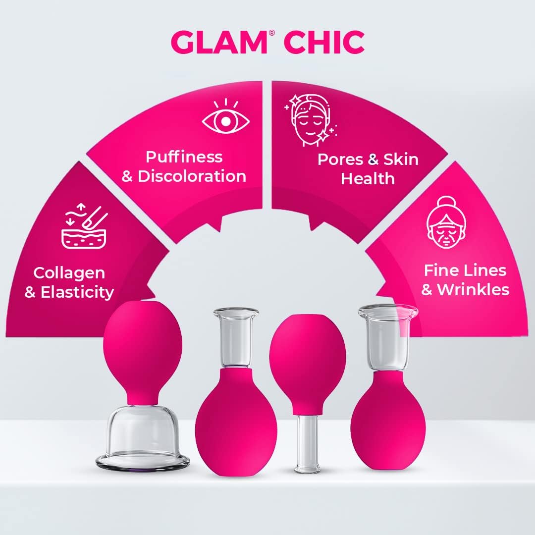 Glass Face and Body Cupping Set Pink, 4 Cups
