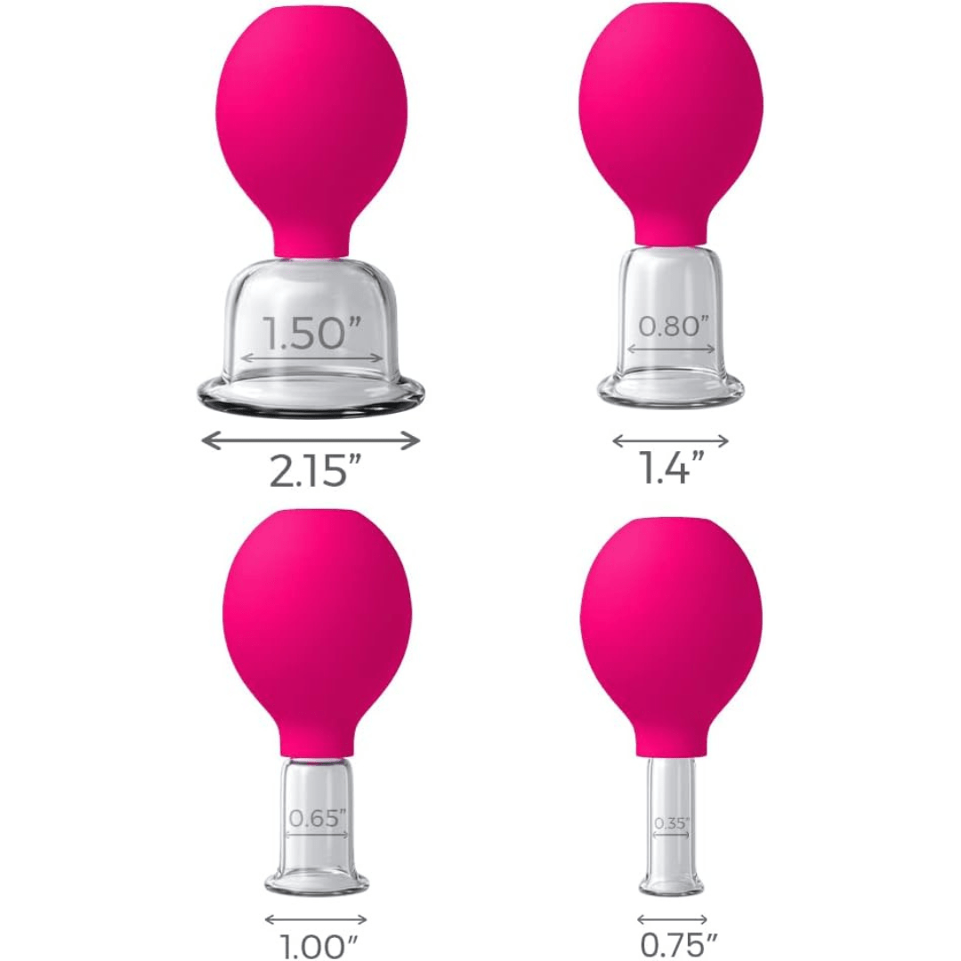 Glass Face and Body Cupping Set Pink, 4 Cups
