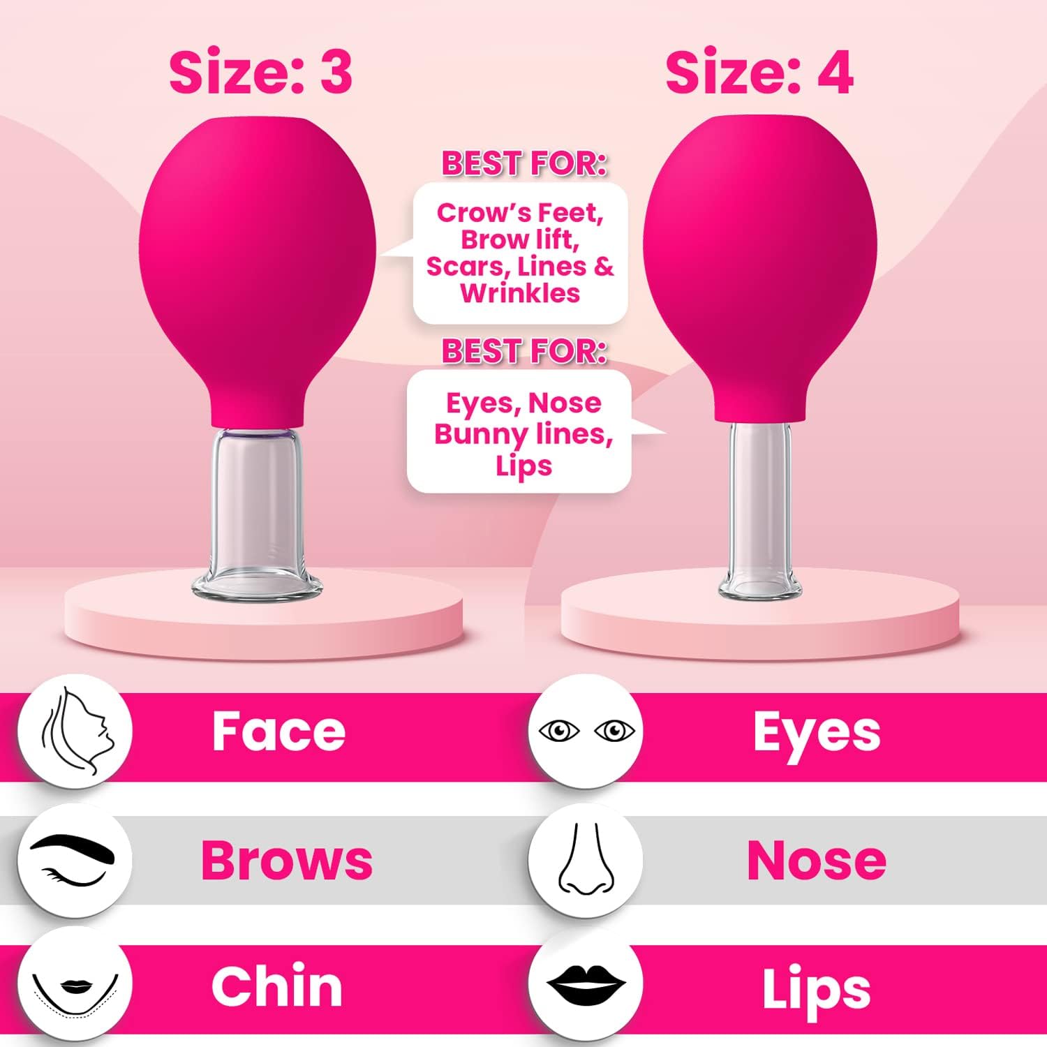 Glass Face & Eyes Cupping Set, Pink