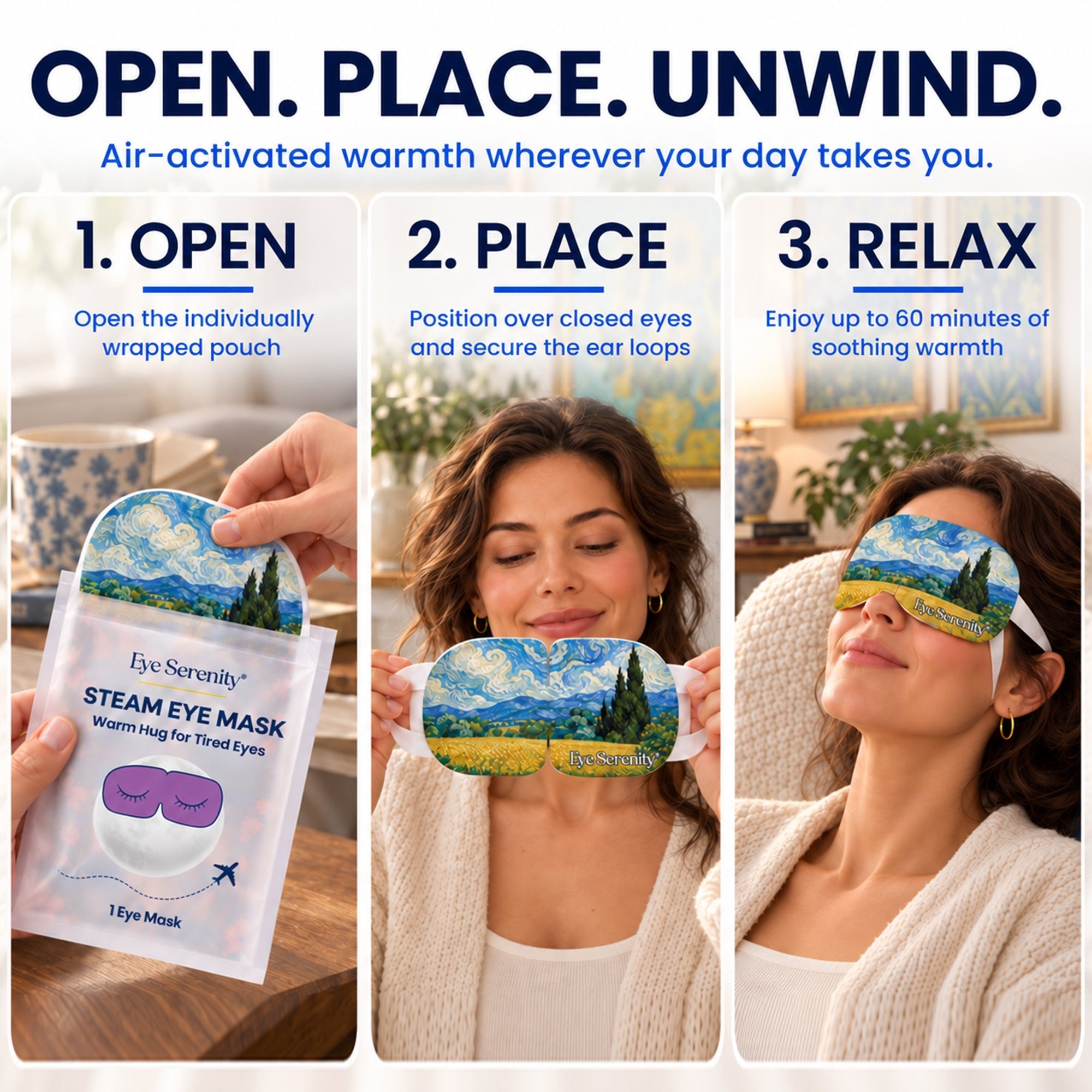 Eye Serenity Steam Eye Masks - The Art of Rest, 6 Pack