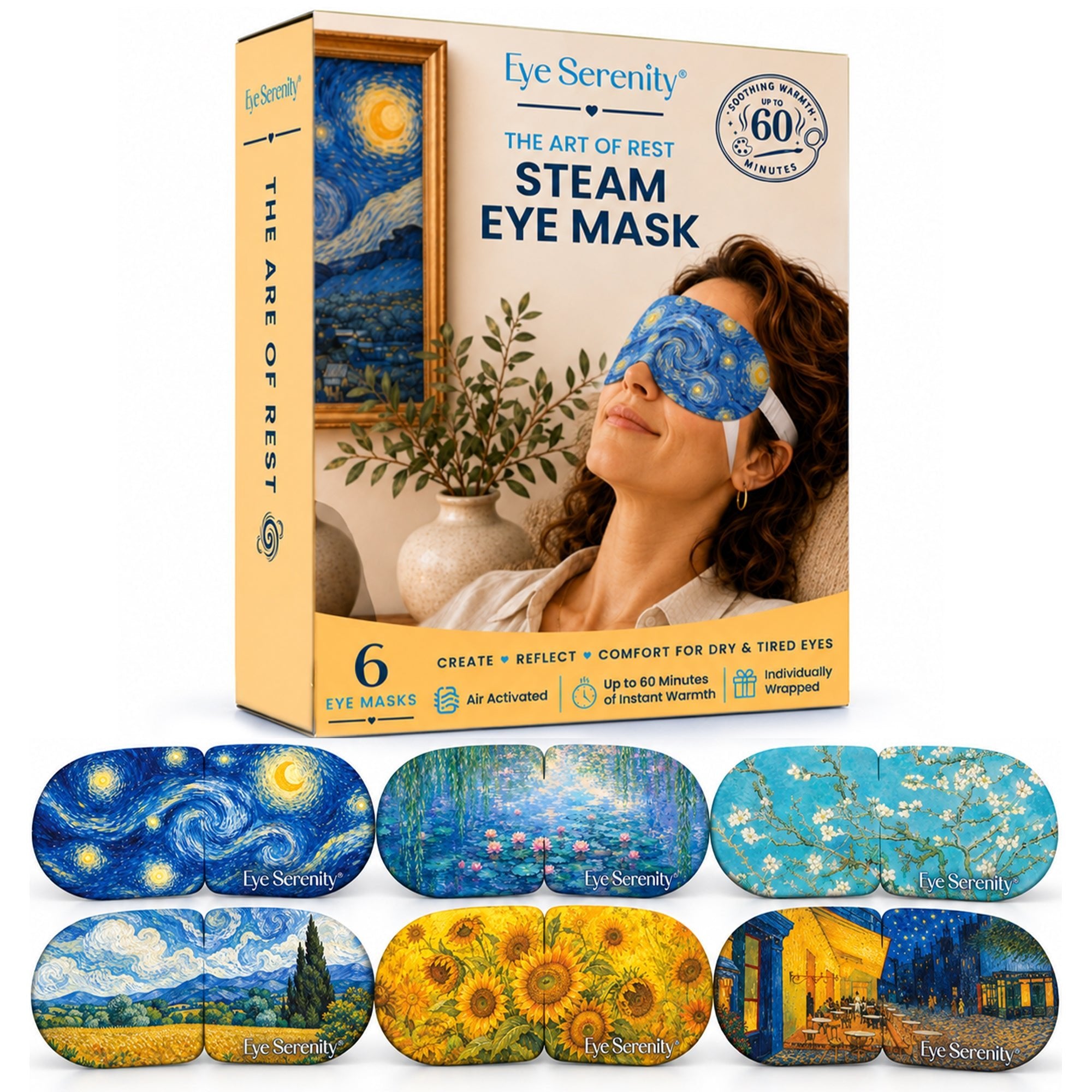 Eye Serenity Steam Eye Masks - The Art of Rest, 6 Pack