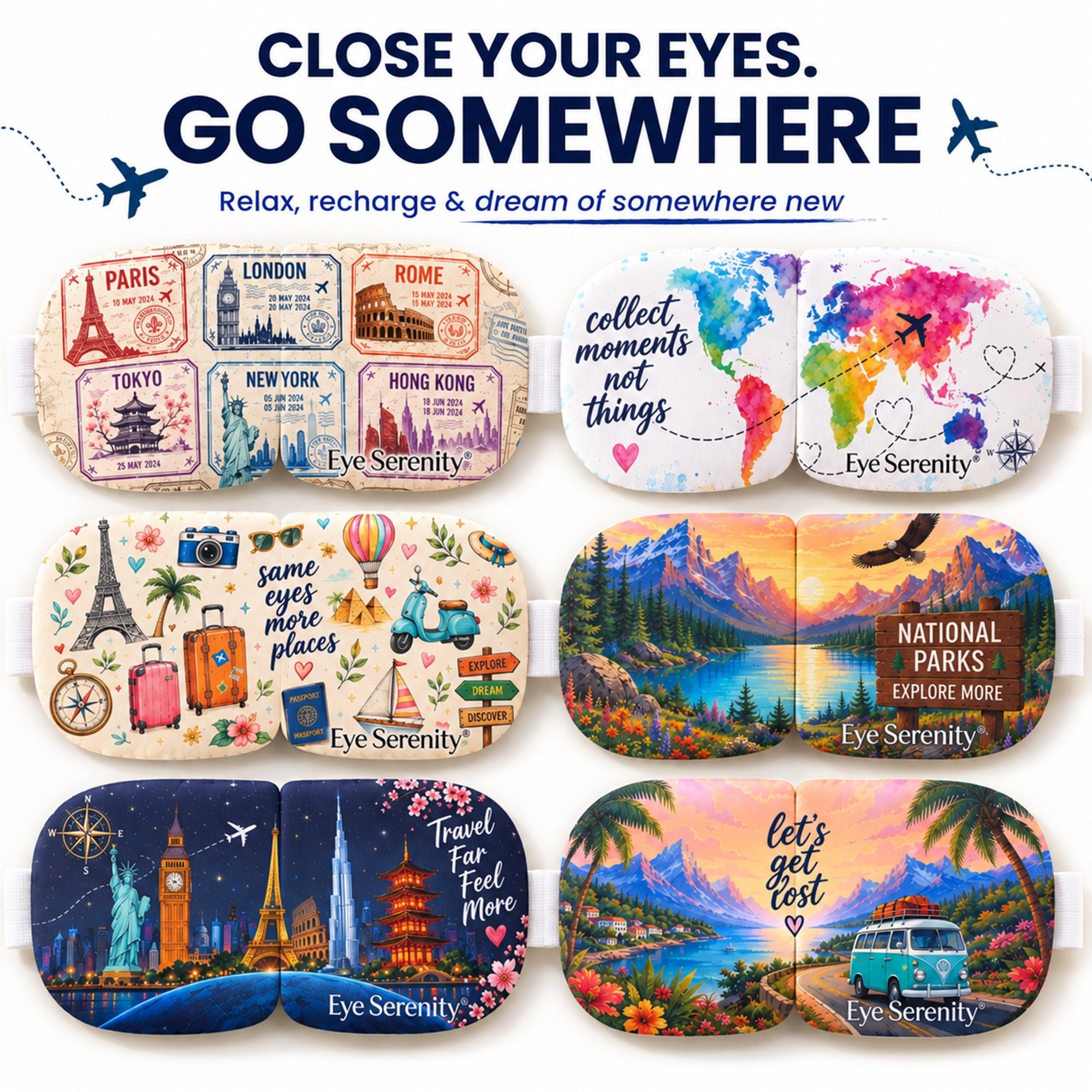 Eye Serenity Steam Eye Masks - Dream Destinations, 6 Pack