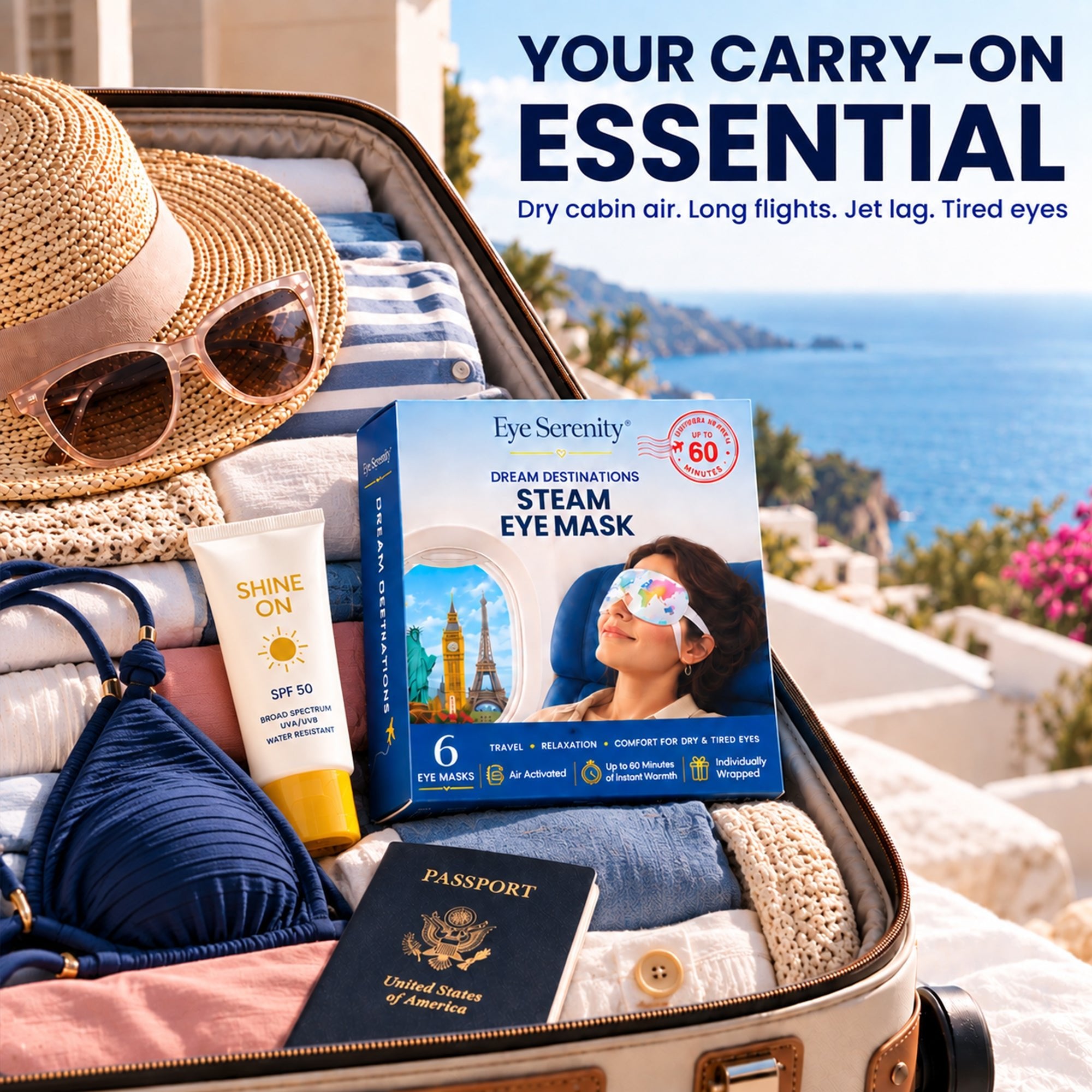 Eye Serenity Steam Eye Masks - Dream Destinations, 6 Pack