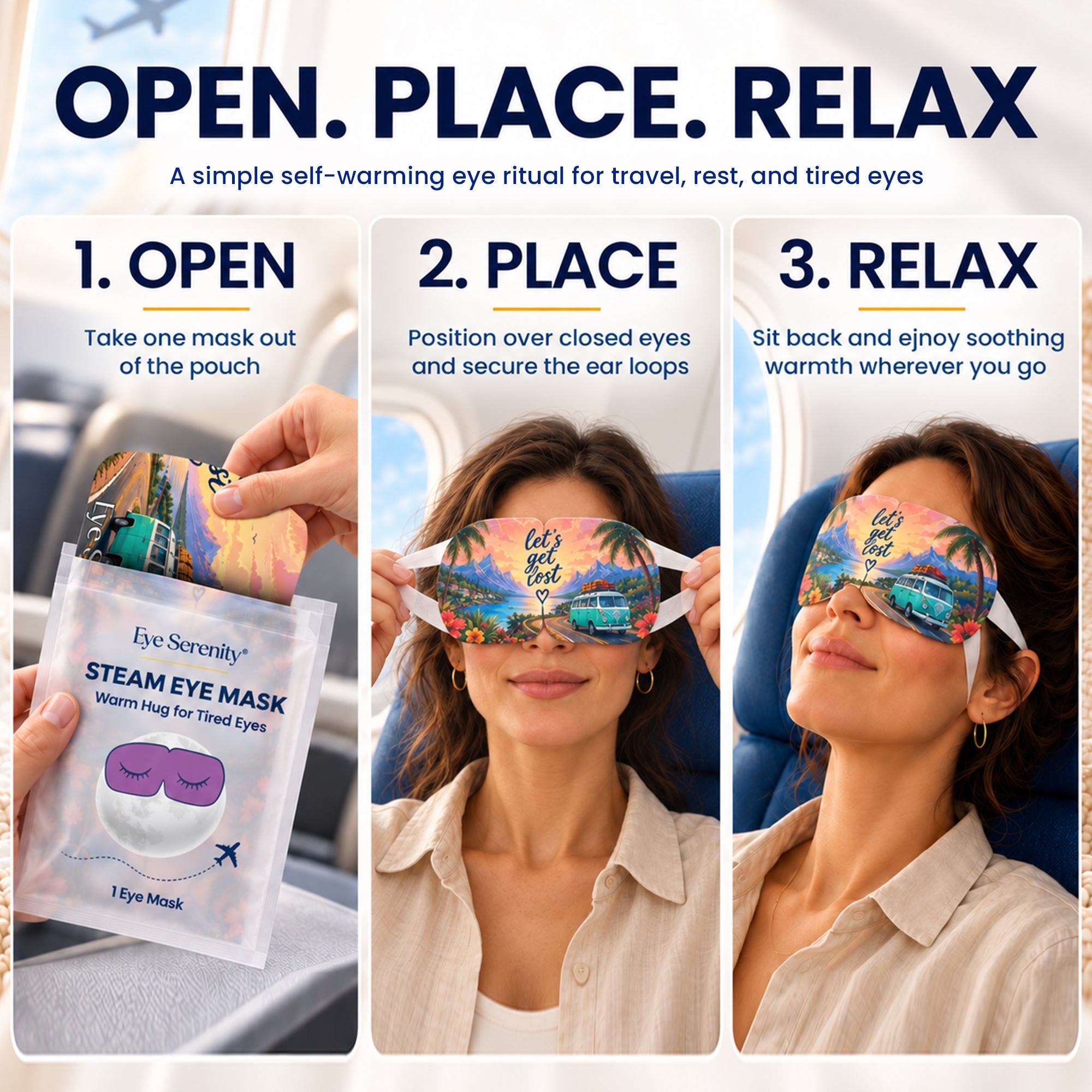 Eye Serenity Steam Eye Masks - Dream Destinations, 6 Pack