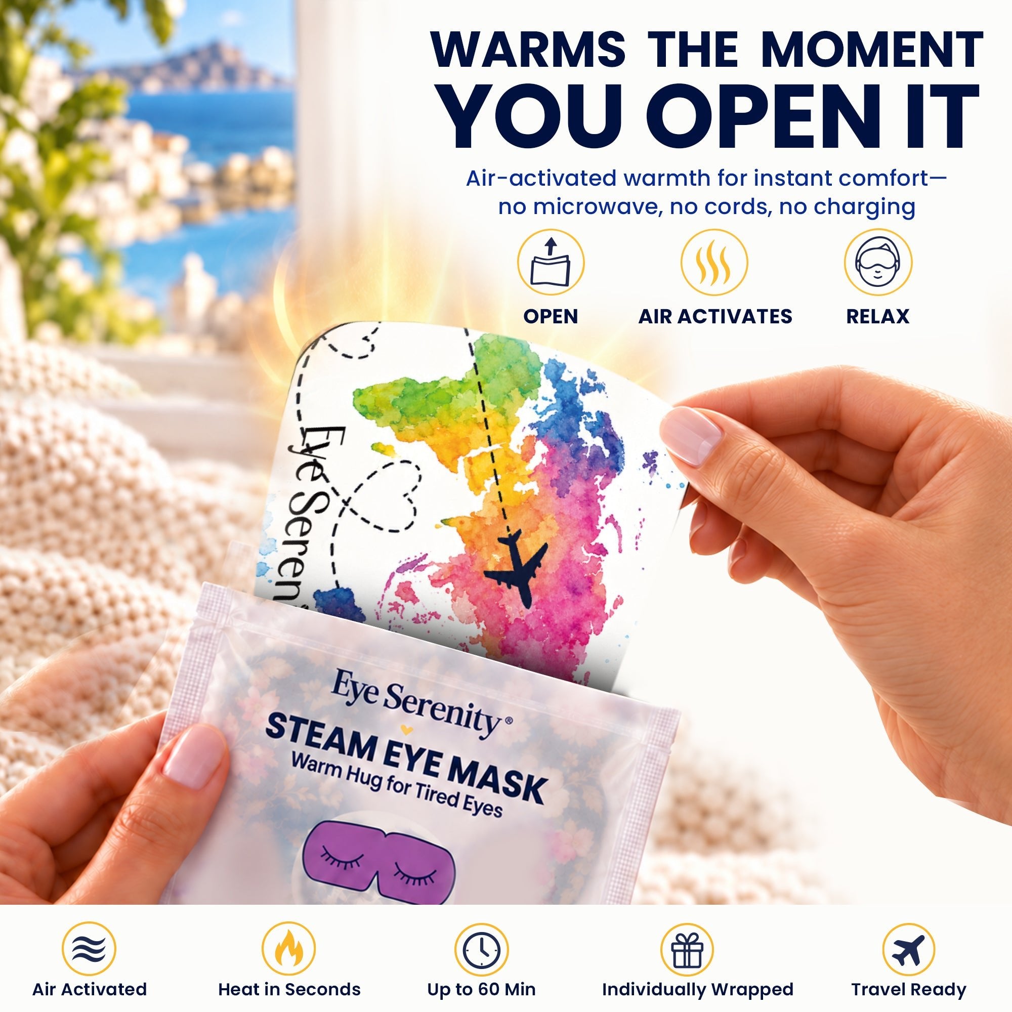 Eye Serenity Steam Eye Masks - Dream Destinations, 6 Pack