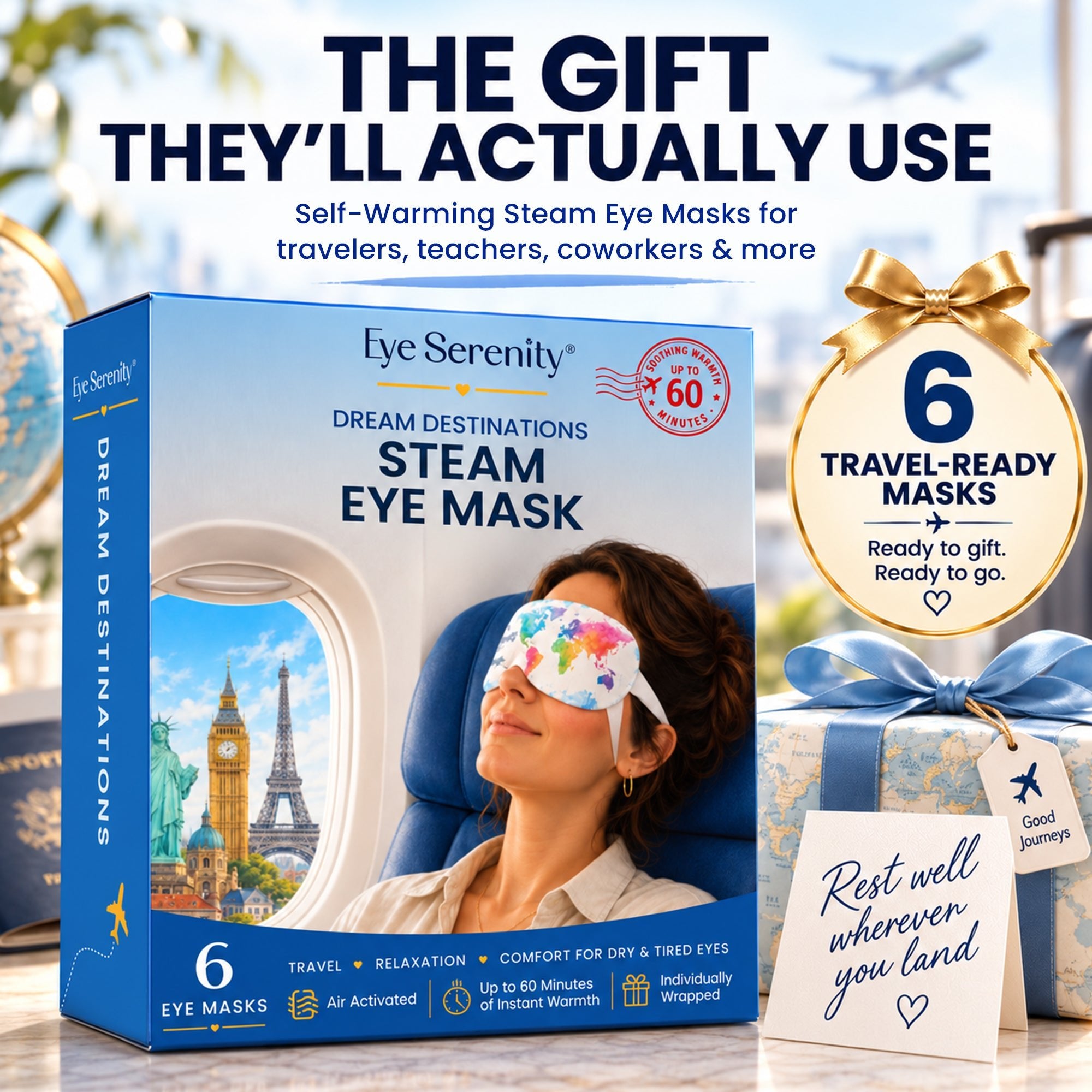 Eye Serenity Steam Eye Masks - Dream Destinations, 6 Pack