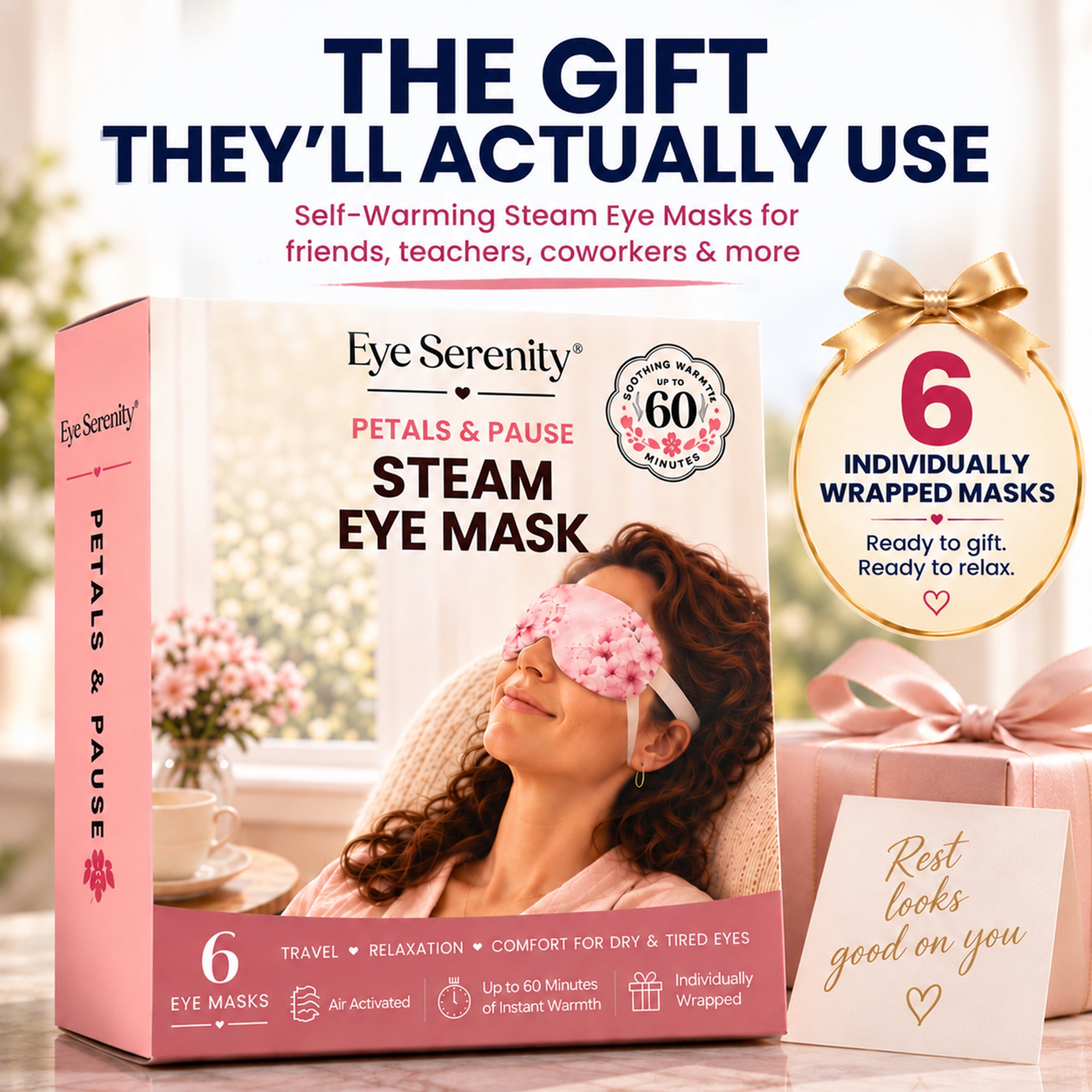 Eye Serenity Steam Eye Masks - Petals & Pause, 6 Pack