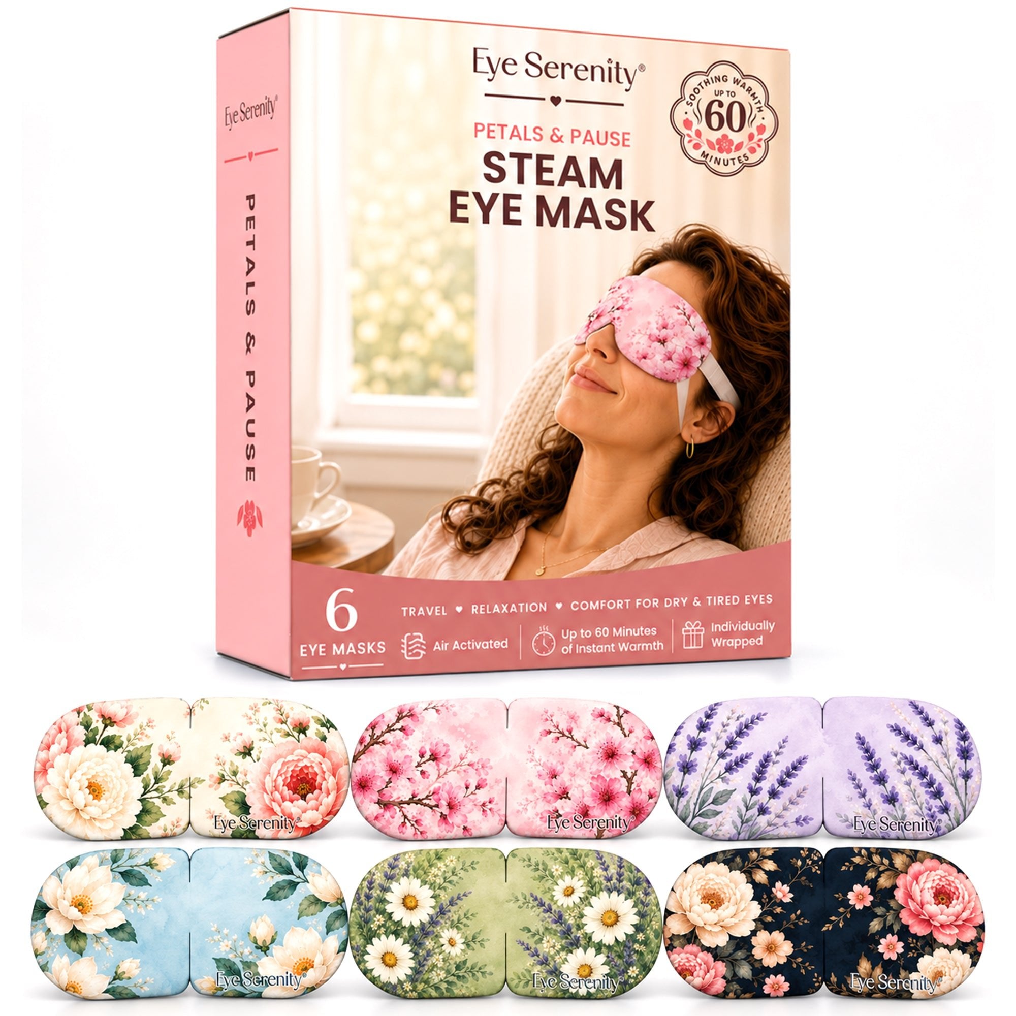 Eye Serenity Steam Eye Masks - Petals & Pause, 6 Pack