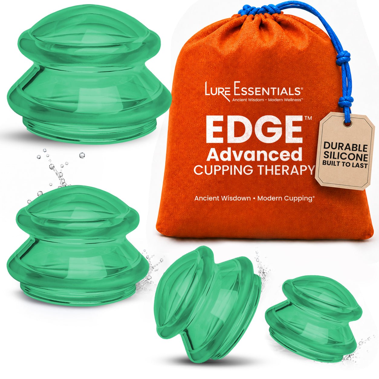 EDGE™ Cupping Therapy Set Blue, 4 Cups