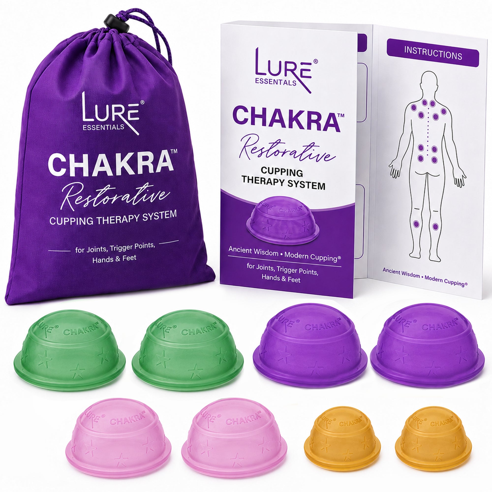 Chakra Cupping Therapy Set 4 Sizes 2 Cups