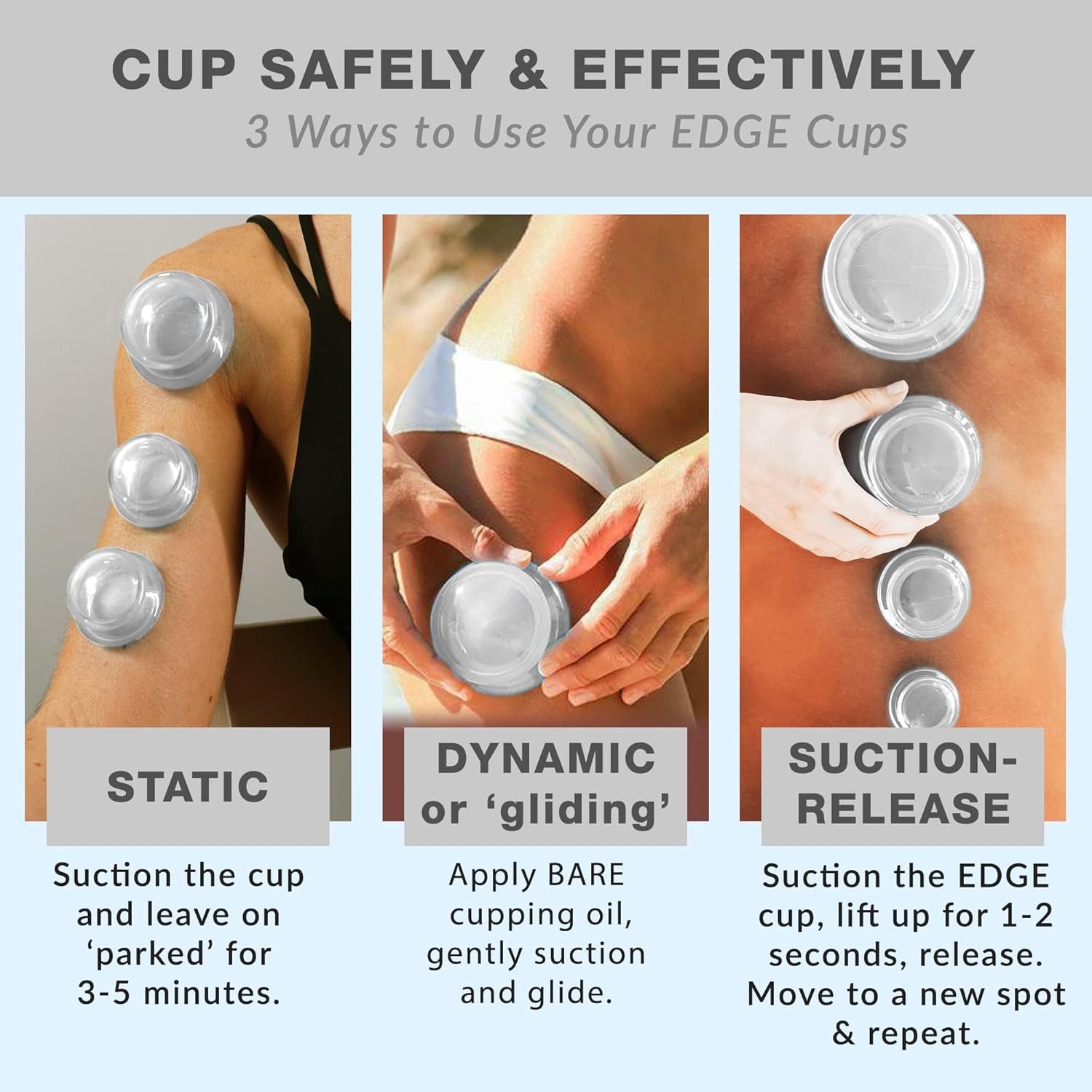 EDGE™ Cupping Therapy Set Clear, 4 Cups