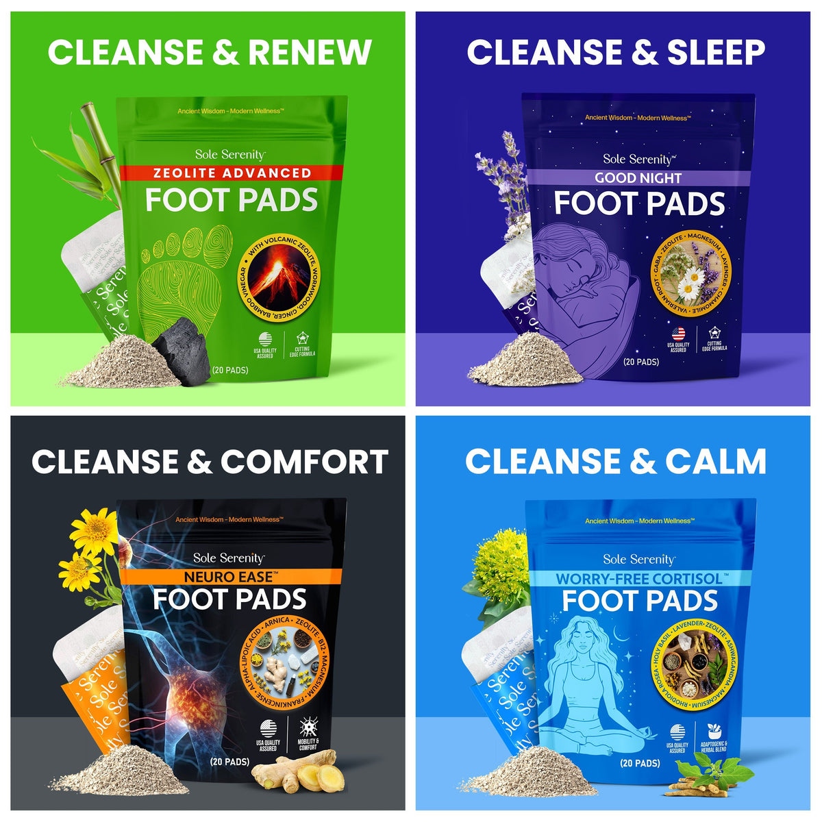 Zeolite Sole Serenity Detox Foot Pads Heavy Metals, Plastic Pollutants