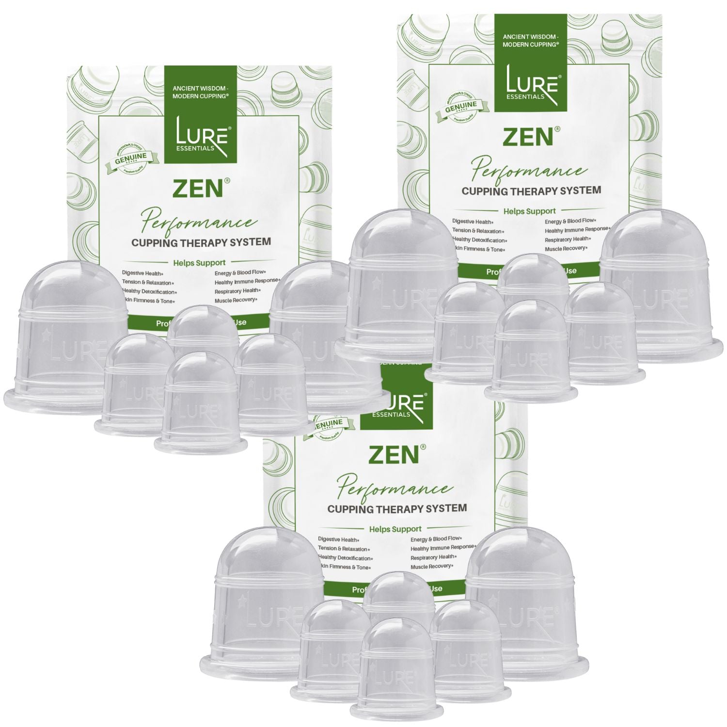 ZEN Cupping Therapy Set - 6 Cups, Clear