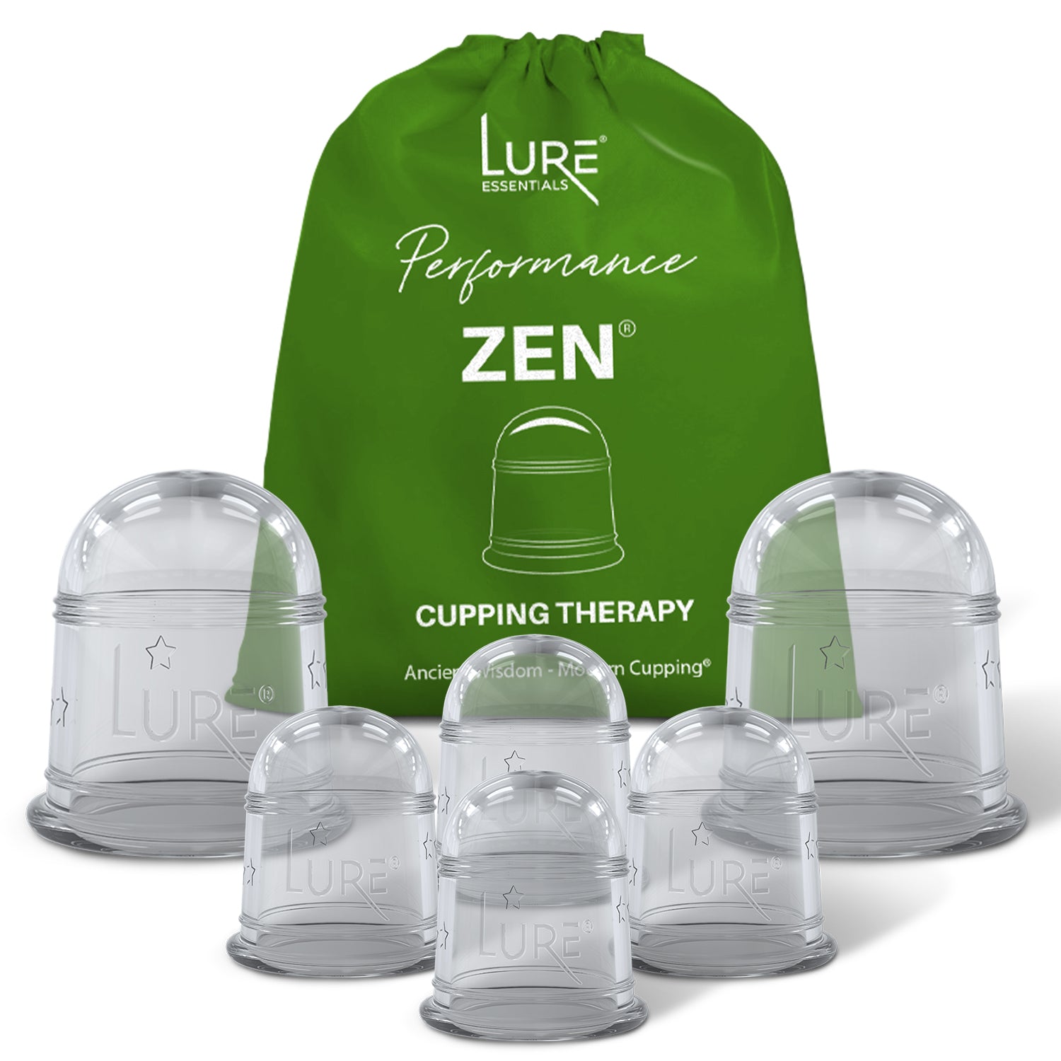 ZEN Cupping Therapy Set - 6 Cups, Clear