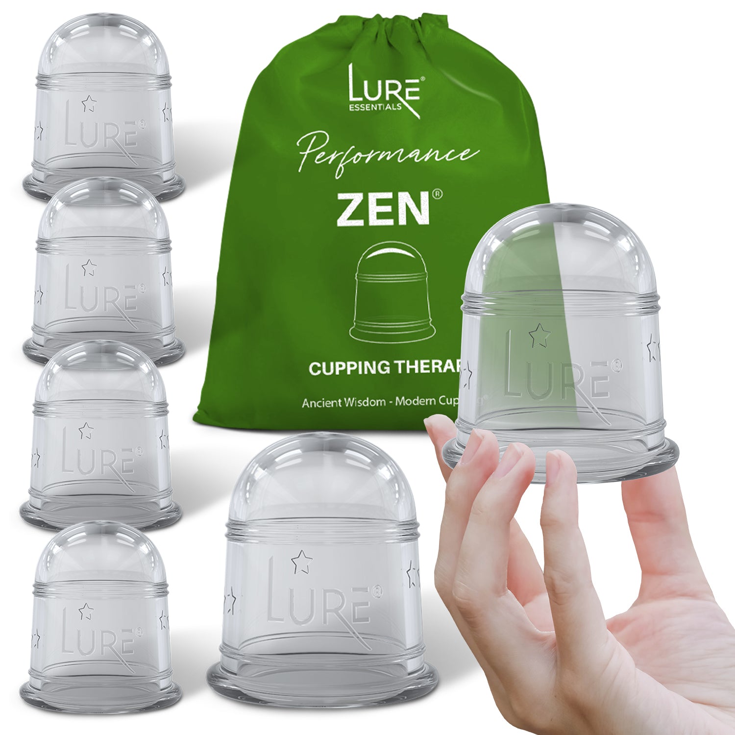 ZEN Cupping Therapy Set - 6 Cups, Clear