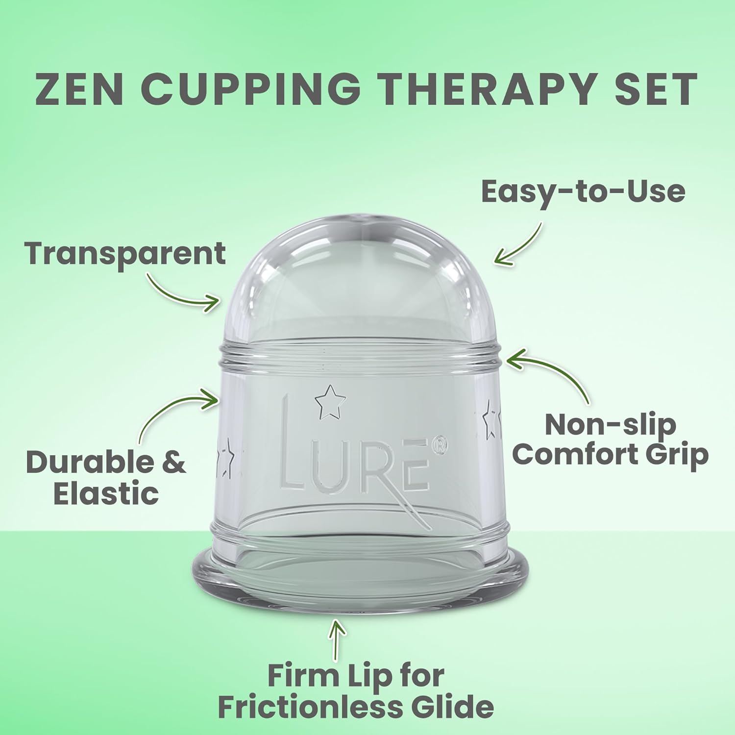 ZEN Cupping Therapy Set - 6 Cups, Clear