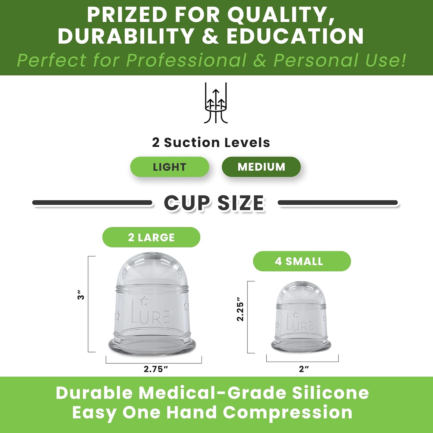 ZEN Cupping Therapy Set - 6 Cups, Clear