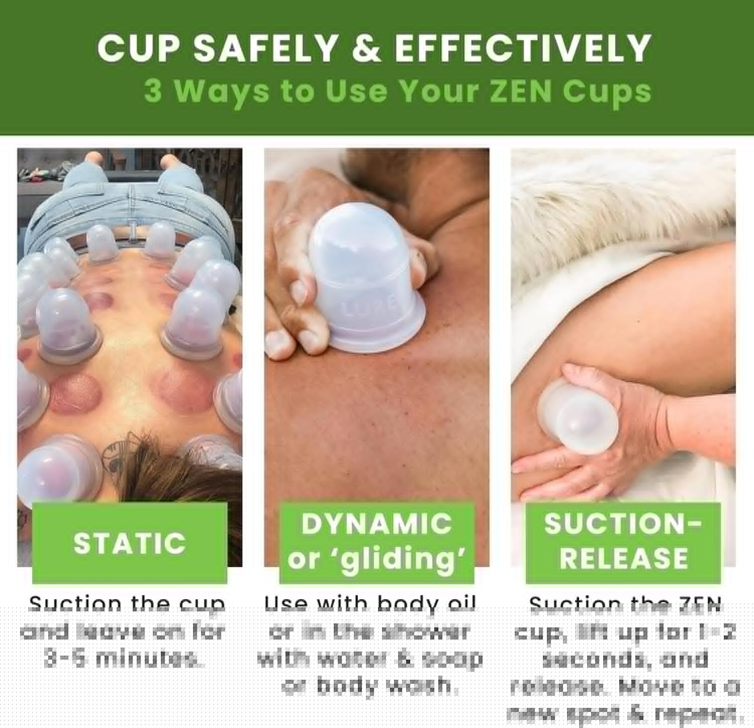 ZEN Cupping Therapy Set - 6 Cups, Clear