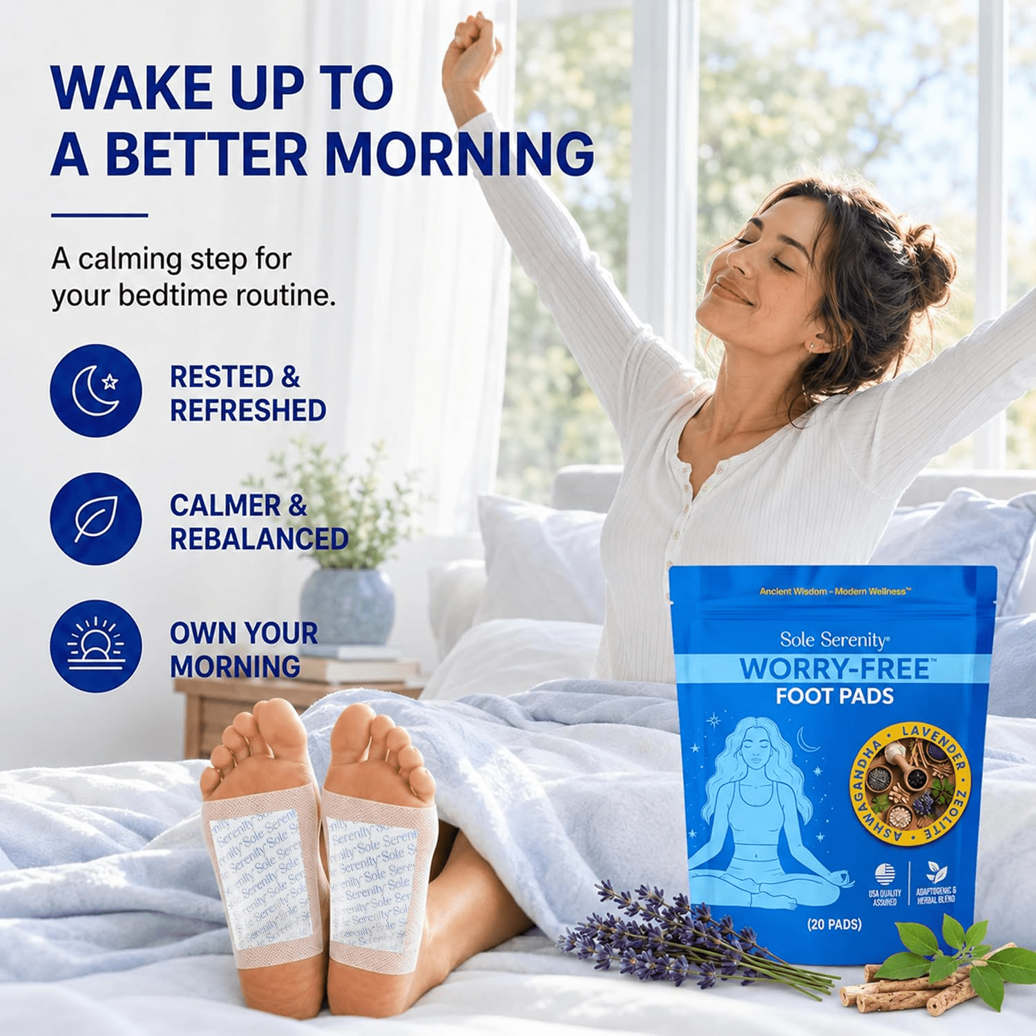 Sole Serenity Worry-Free Overnight Foot Pads for Relaxation (20 Pads)