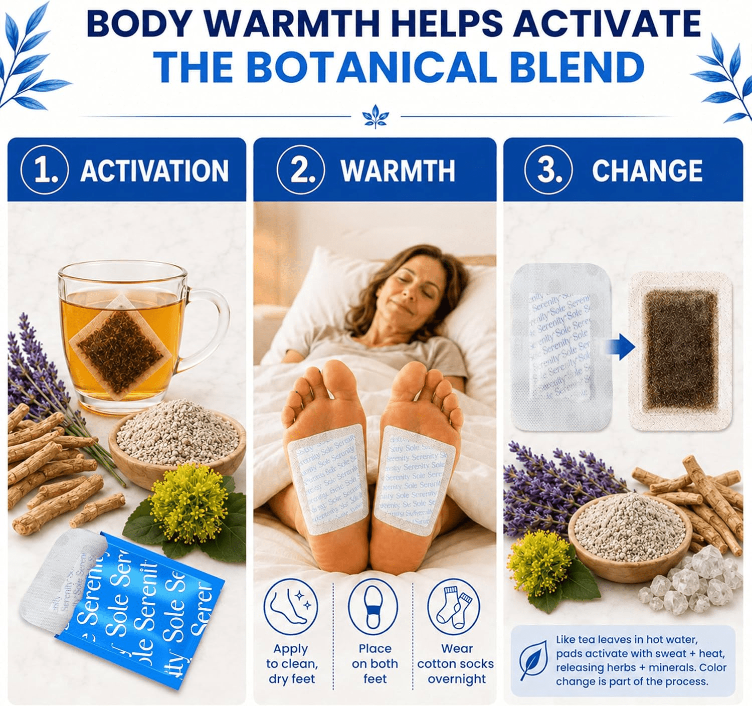 Sole Serenity Worry-Free Overnight Foot Pads for Relaxation (20 Pads)