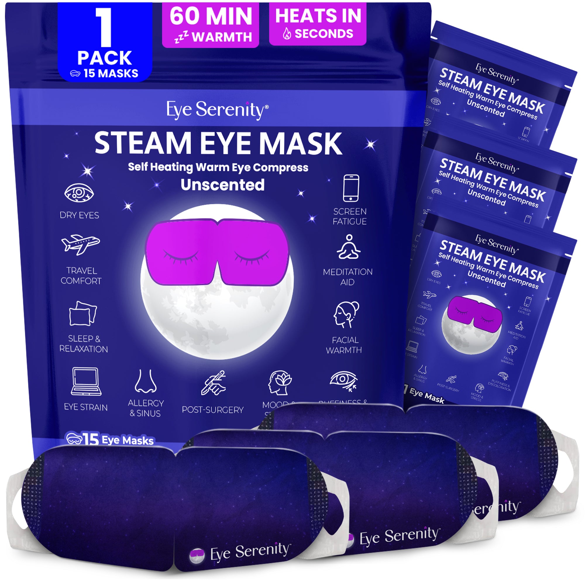 Eye Serenity Steam Eye Mask for Dry Eyes, Puffiness, Travel