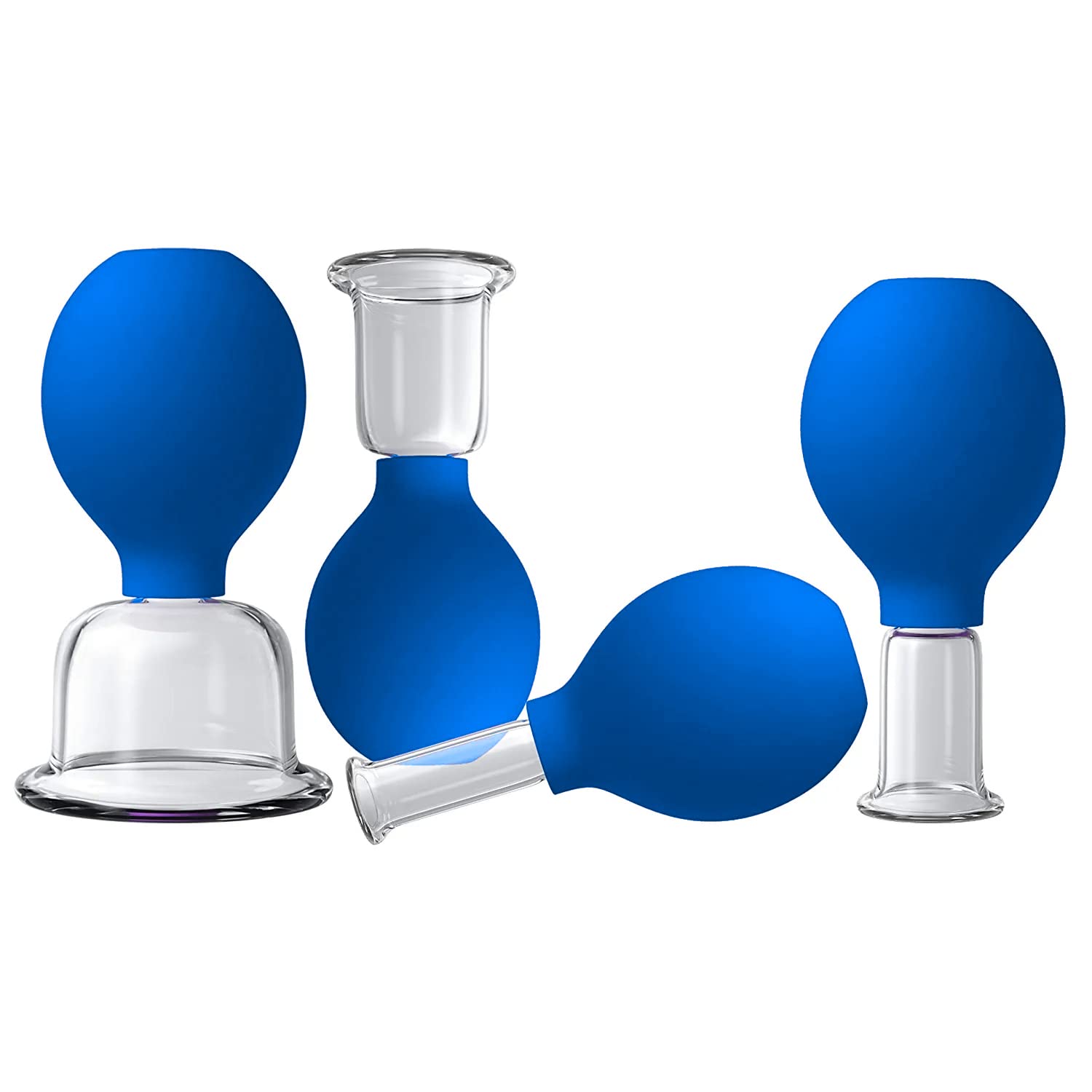 NEW! Glass Face and Body Cupping Set Blue, 4 Cups - Lure Essentials