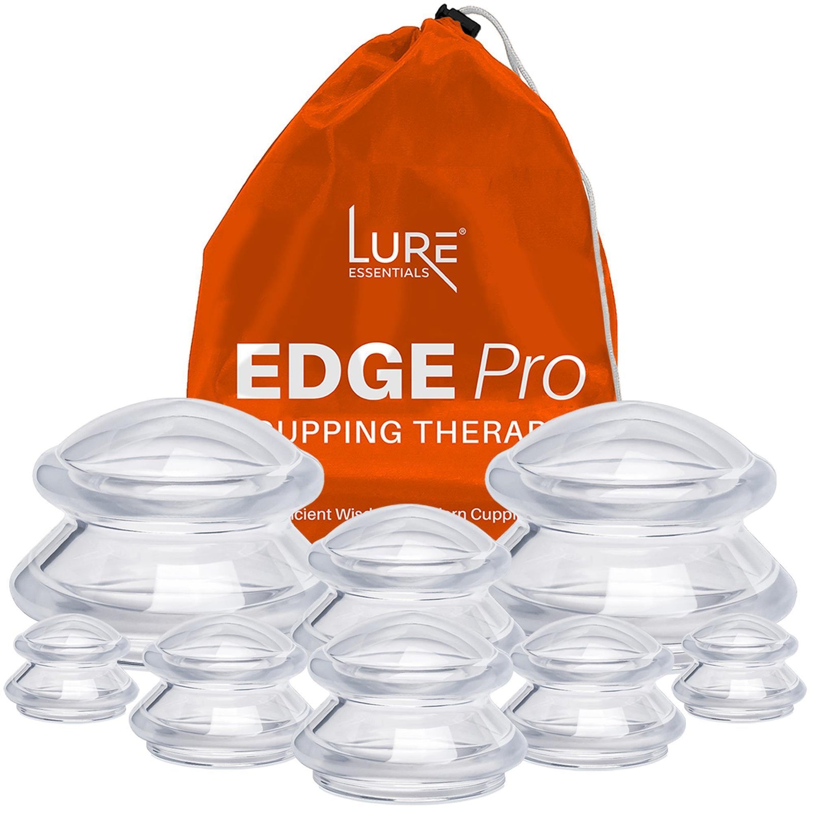 LURE Essentials Edge Cupping Set for Home Use and Massage Therapists,  Silicone Cupping Sets for Cellulite Reduction and Cupping Therapy (8 Cups -  2L