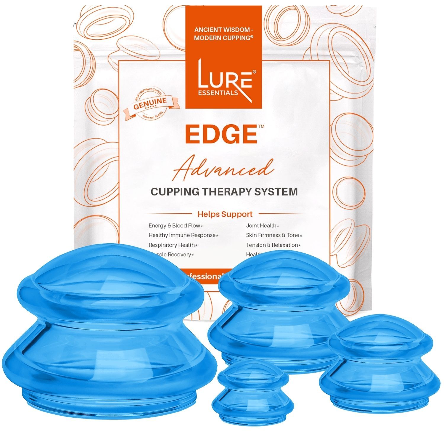 EDGE Cupping Therapy Set - Blue: Choose 2, 4 or 6 cups - Lure