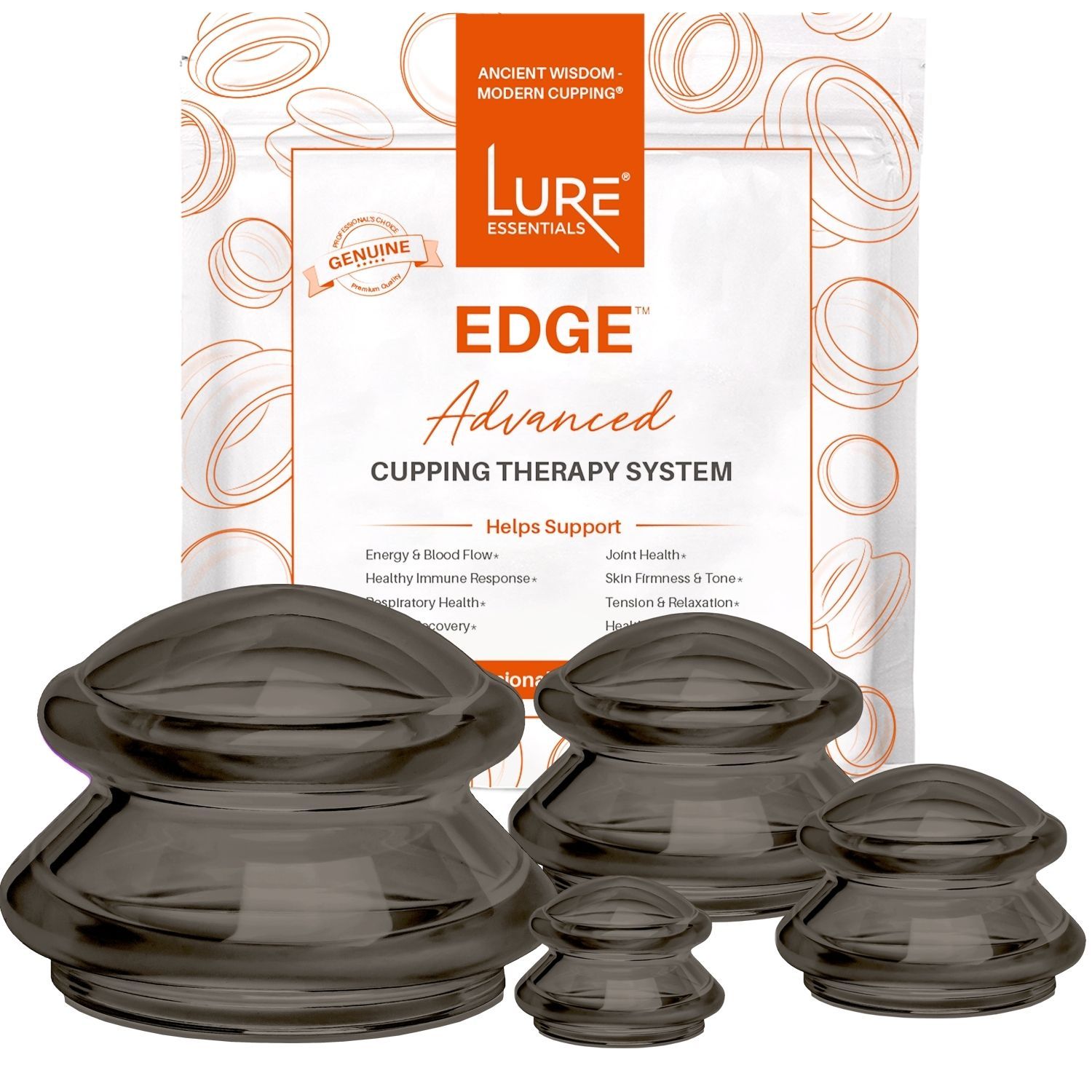 LURE Essentials Edge Cupping Set – Ultra Clear Silicone Cupping Therapy Set  for Cellulite Reduction and Myofascial Release - Massage Therapists and  Home Use (Set of 8, Clear) 