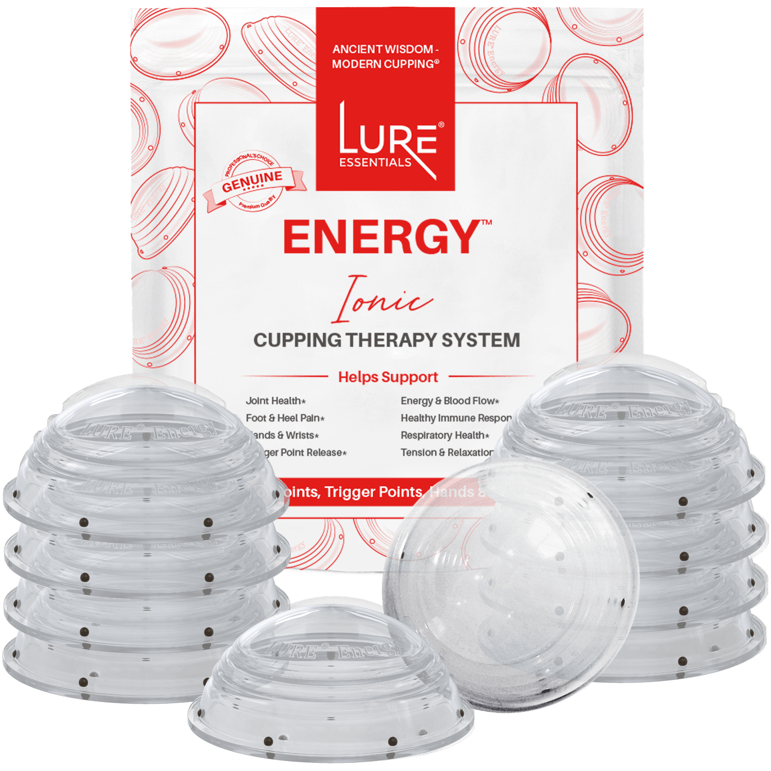 Lure Home Spa Ionic Energy Cupping Therapy Sets – Silicone Cups for Cupping Trigger Points, Joints, Arthritis, Plantar Fasciitis and Other Foot
