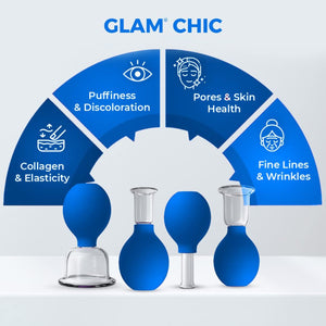 NEW! Glass Face and Body Cupping Set Blue, 4 Cups